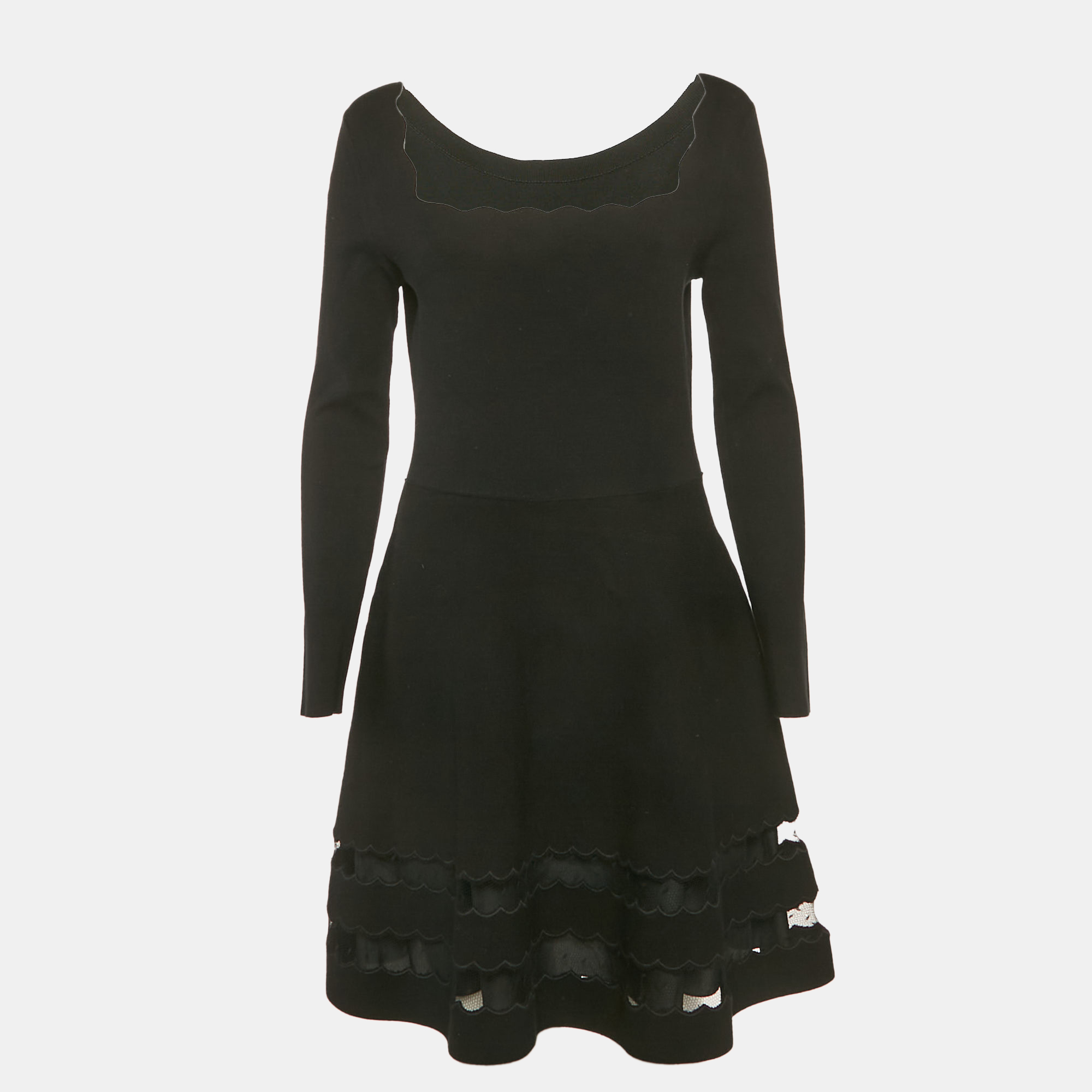 

RED Valentino Black Wool Blend Flared Mini Dress M