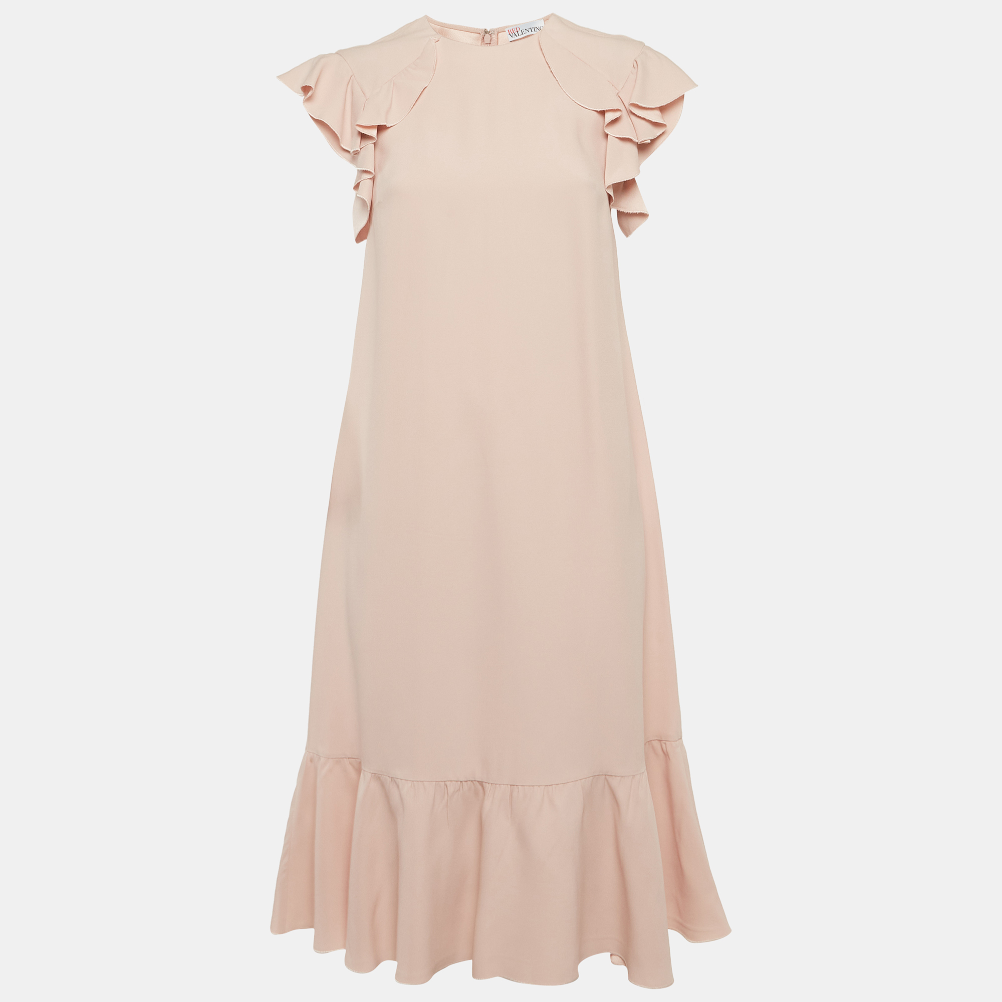

RED Valentino Light Pink Crepe Ruffle Mini Dress S
