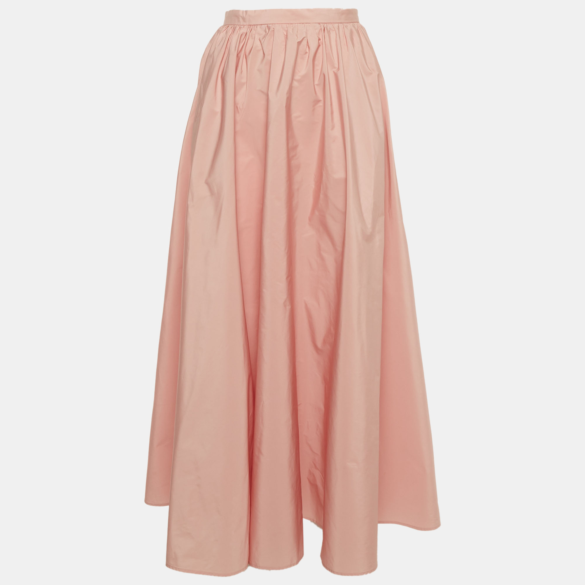 

RED Valentino Pink Crepe Gathered Maxi Skirt XS