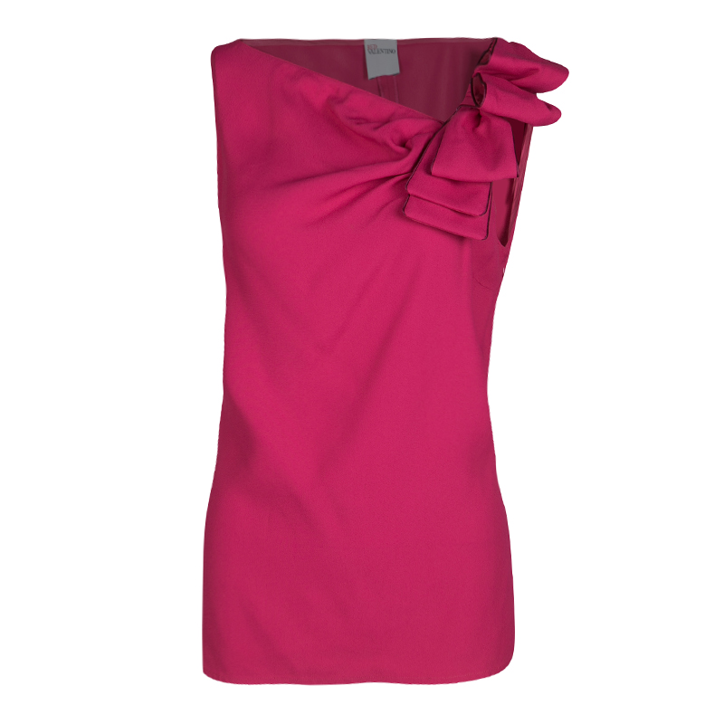 Pre Owned Red Valentino Pink Bow Detail Sleeveless Top M
