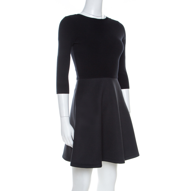 

Red Valentino Black Knit Bodice Scoop Back Short Dress