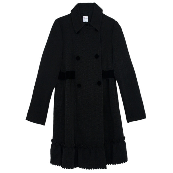 Pre Owned RED Valentino Velvet Trimming Black Coat L
