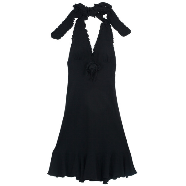 Pre Owned RED Valentino Frill Black Dress M