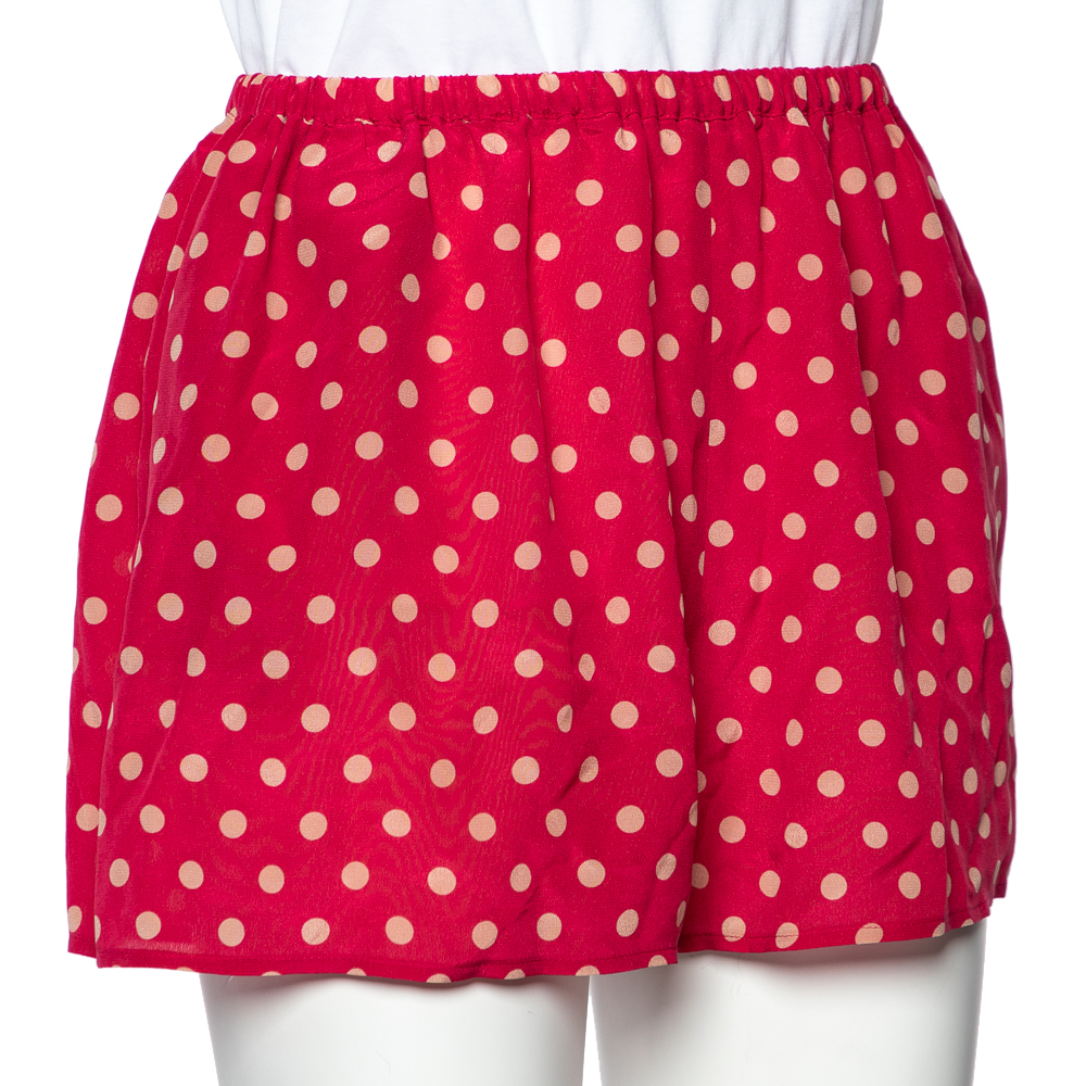 

RED Valentino Pink Polka Dot Silk Elastic Waist Shorts