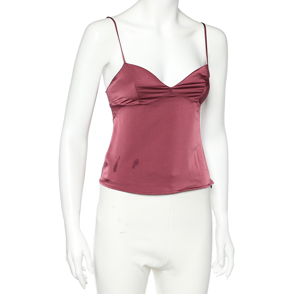 

RED Valentino Onion Pink Silk Sateen Cami Crop Top