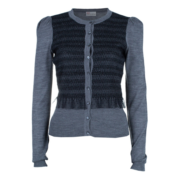 RED Valentino Wool Lace Paneled Cardigan M
