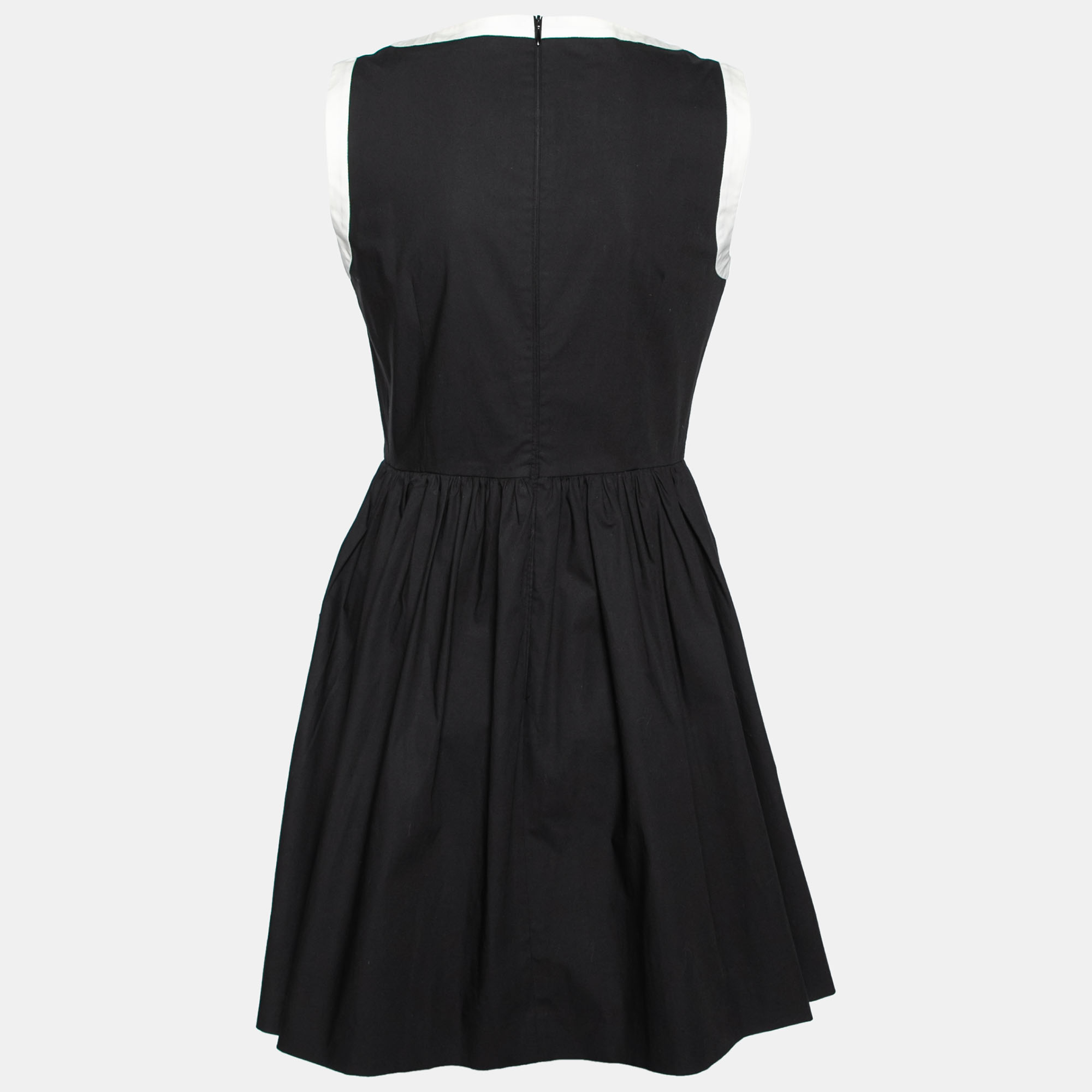 

RED Valentino Black Cotton Contrast Trimmed Sleeveless Dress