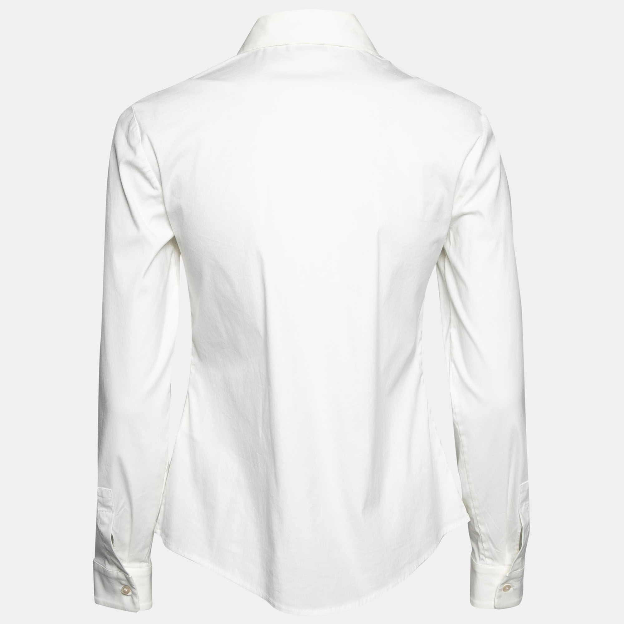 

RED Valentino White Cotton Heart Embroidered Collar Shirt