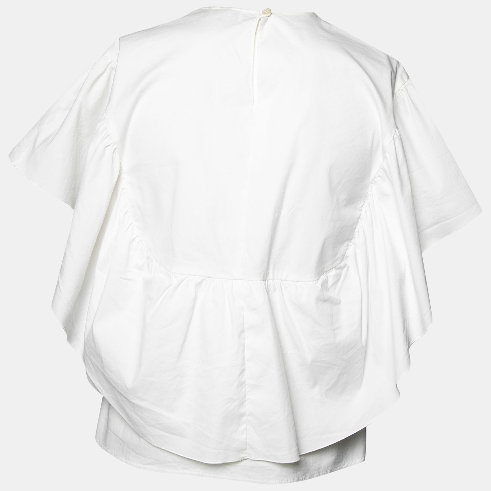 

RED Valentino White Cotton Ruffle Cape Blouse