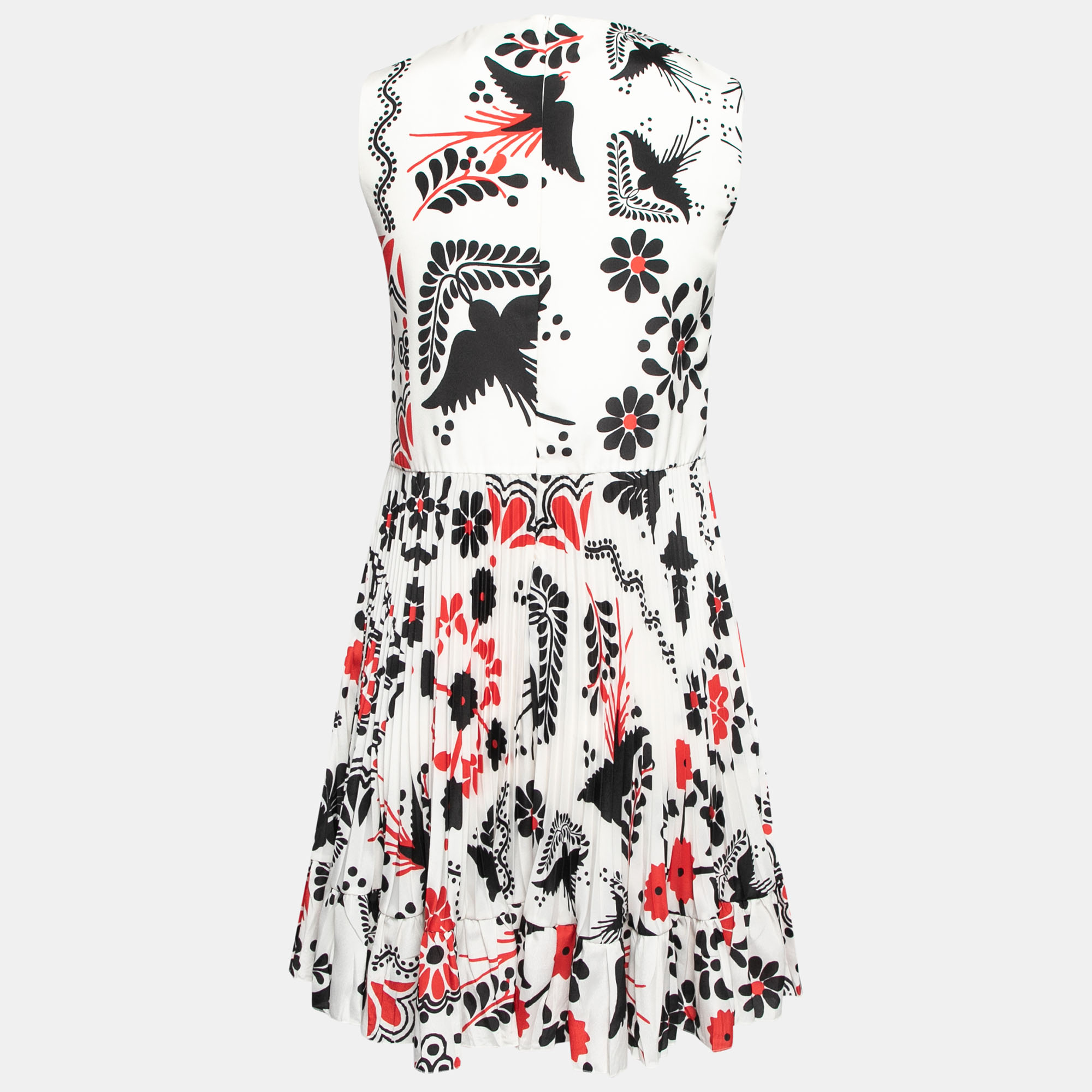 

RED Valentino White Printed Crepe Pleated Dress