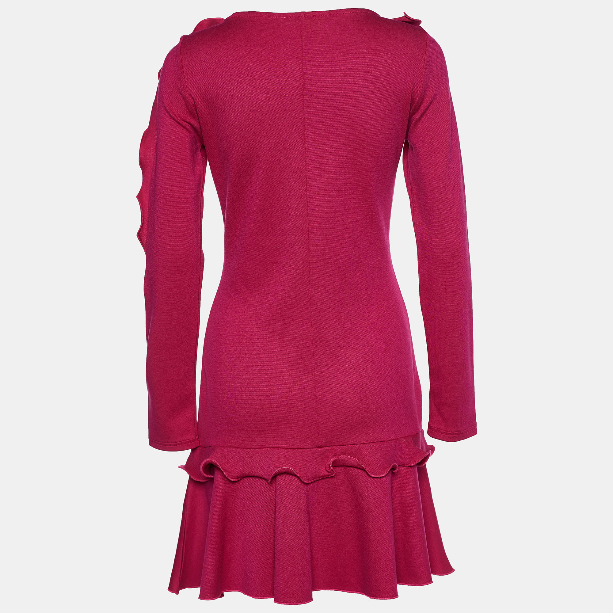 

RED Valentino Pink Jersey Knit Bow Detail Ruffled Dress