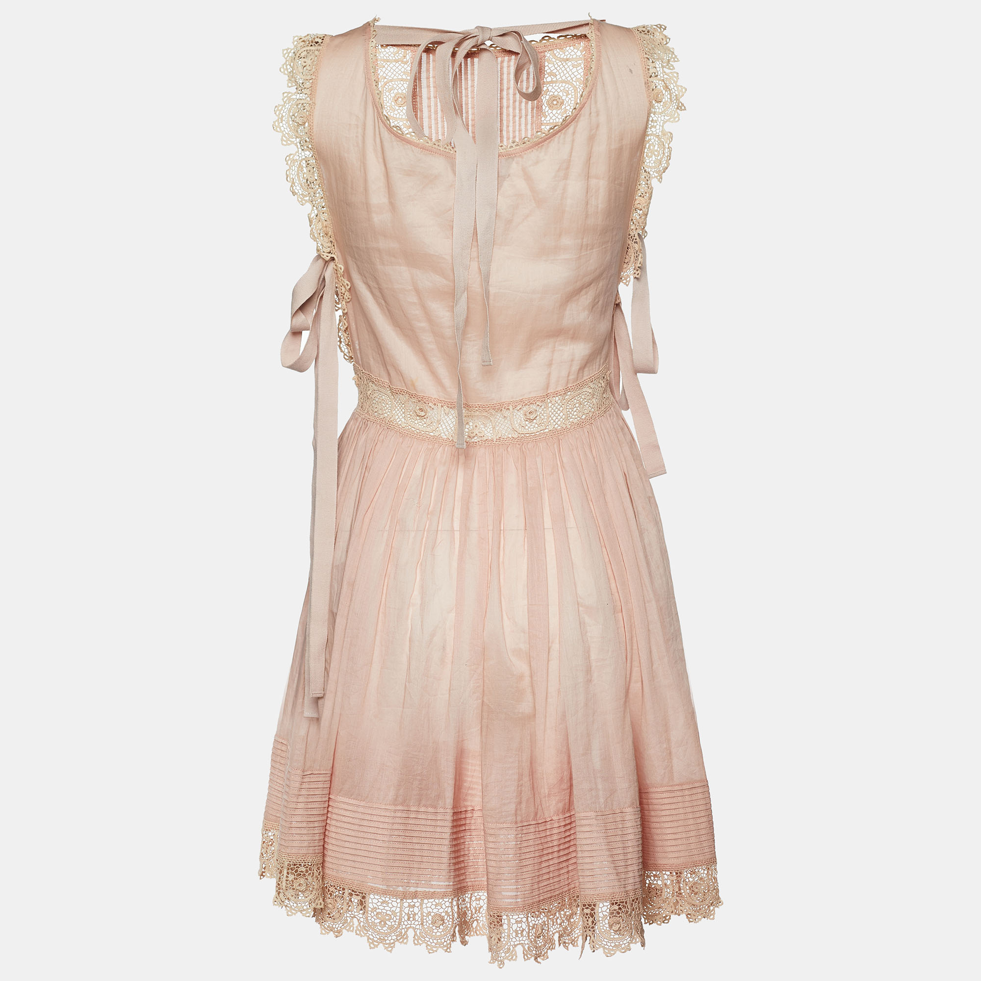 

RED Valentino Pale Pink Cotton Voile Sleeveless Dress