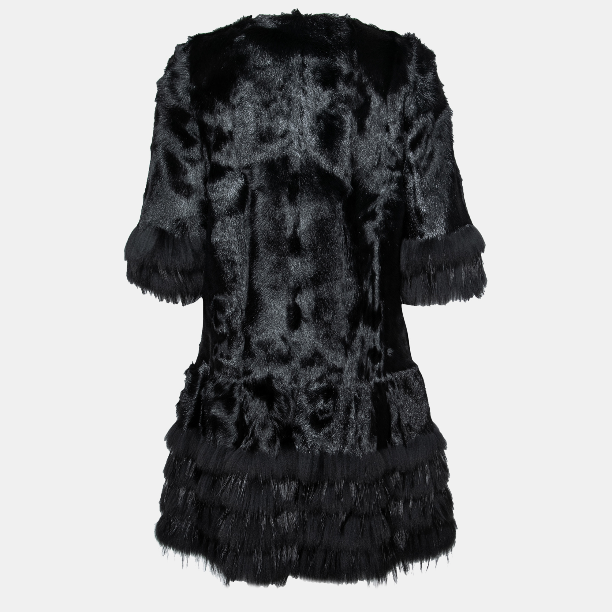 

RED Valentino Black Faux Fur Button Front Coat