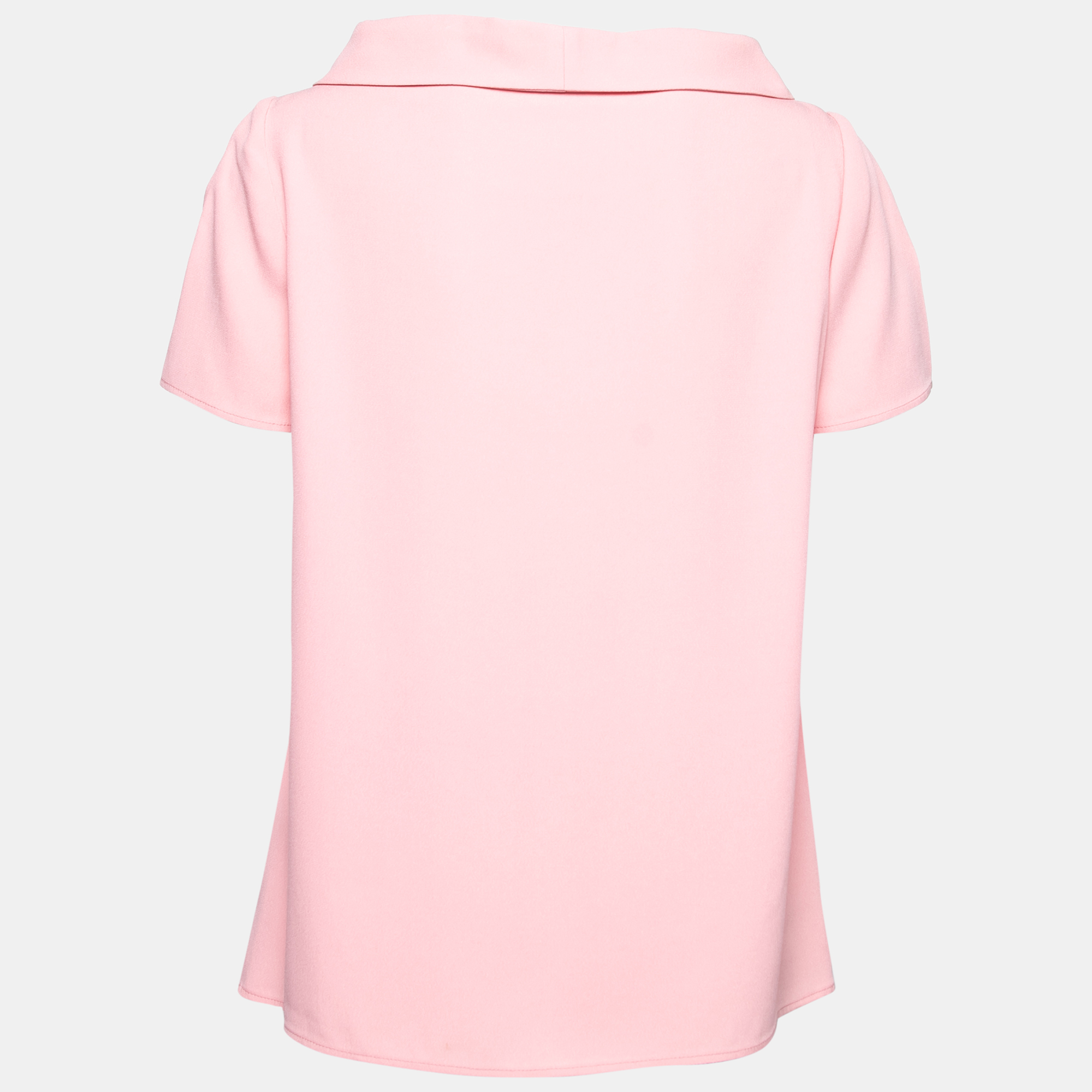 

RED Valentino Pink Crepe Bow Detail Half Sleeve Top
