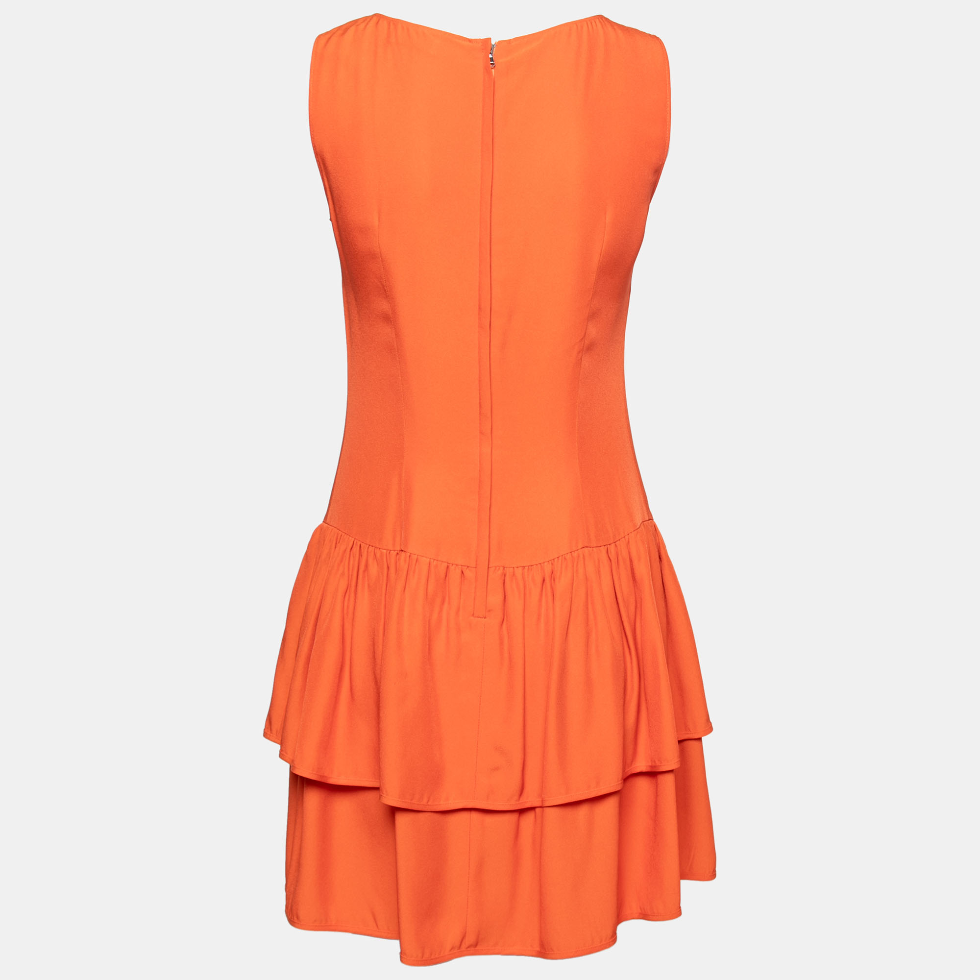 

Red Valentino Orange Crepe Sleeveless Bow Detail Dress