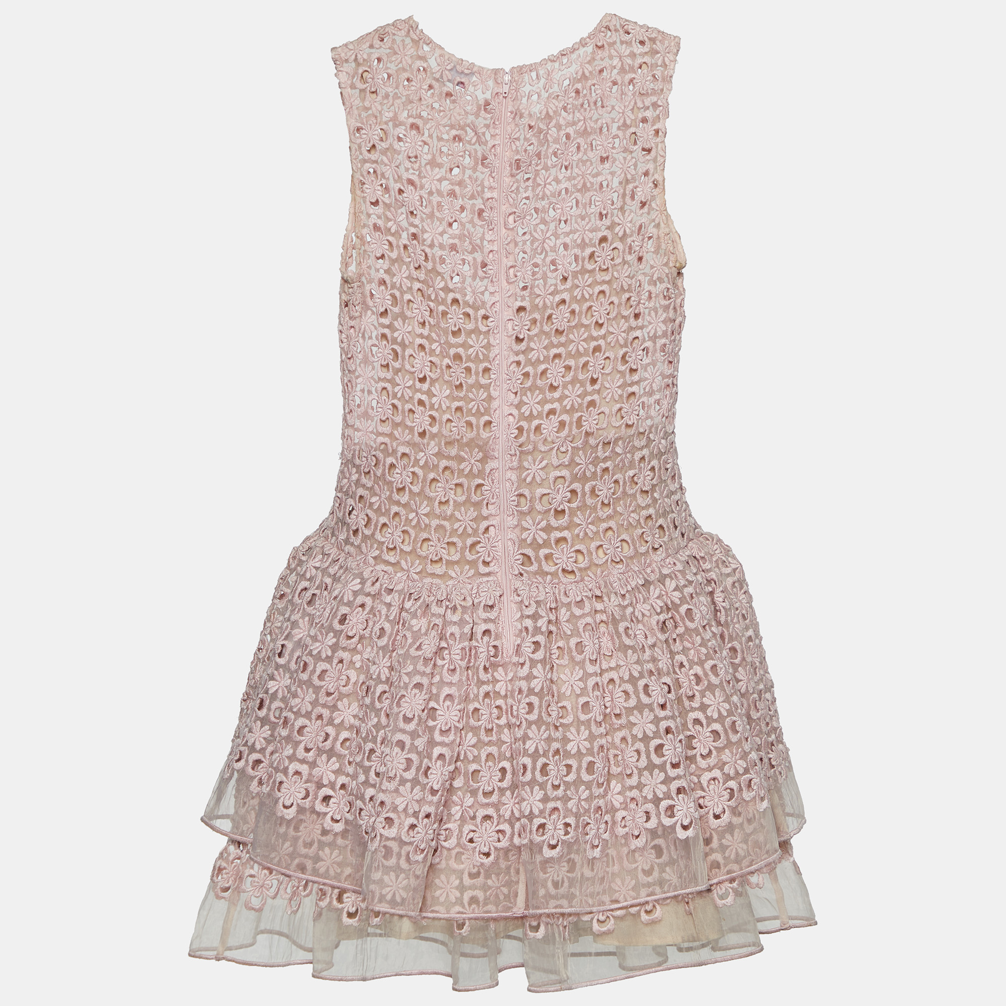 

RED Valentino Pink Floral Lace Sleeveless Dress