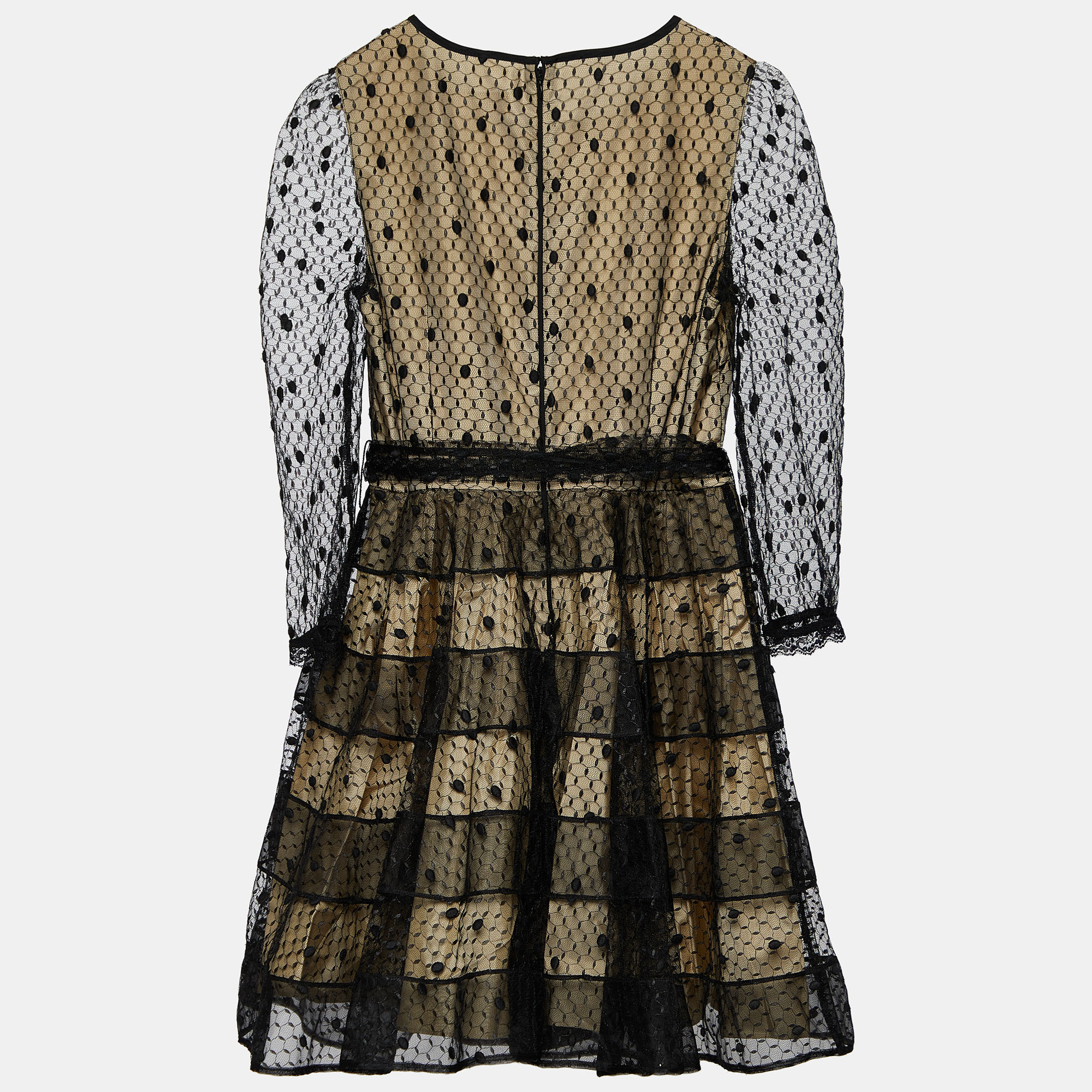 

RED Valentino Black Tulle Tiered Belted Dress