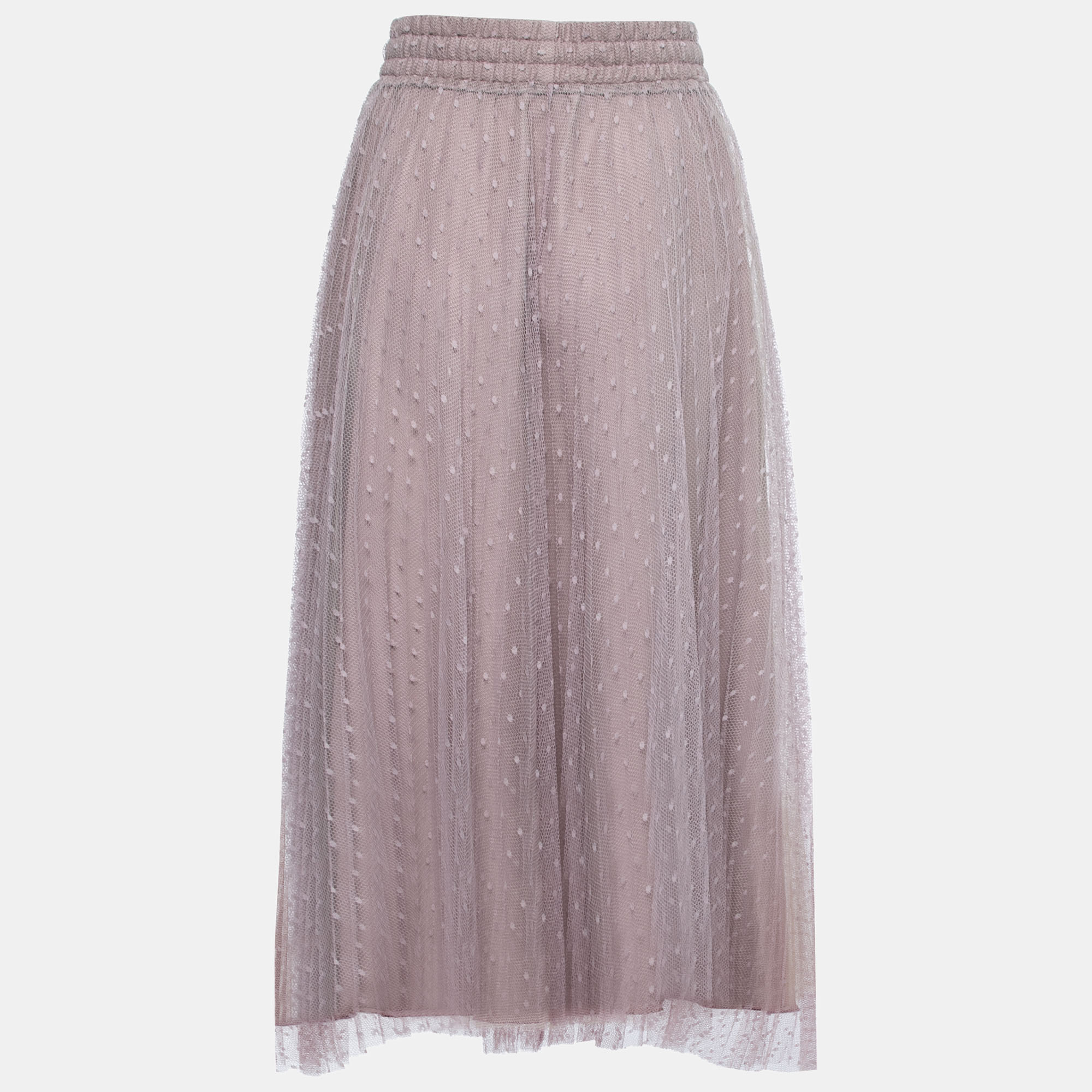 

RED Valentino Light Purple Polka-Dot Tulle Pleated Midi Skirt