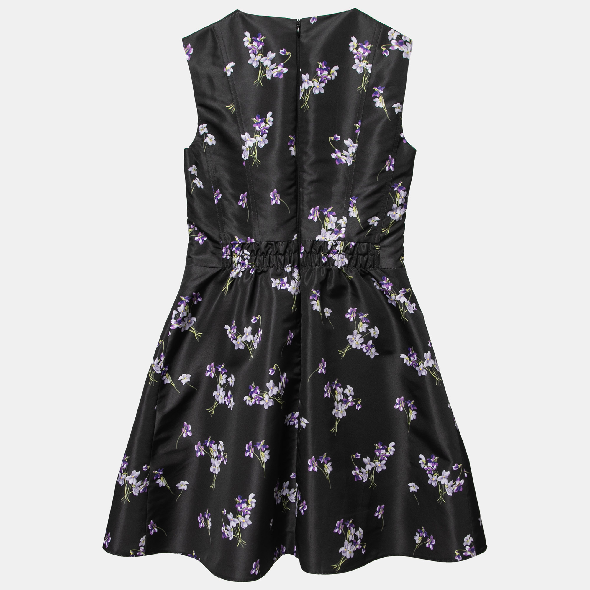 

RED Valentino Black Floral Printed Synthetic Flared Dress