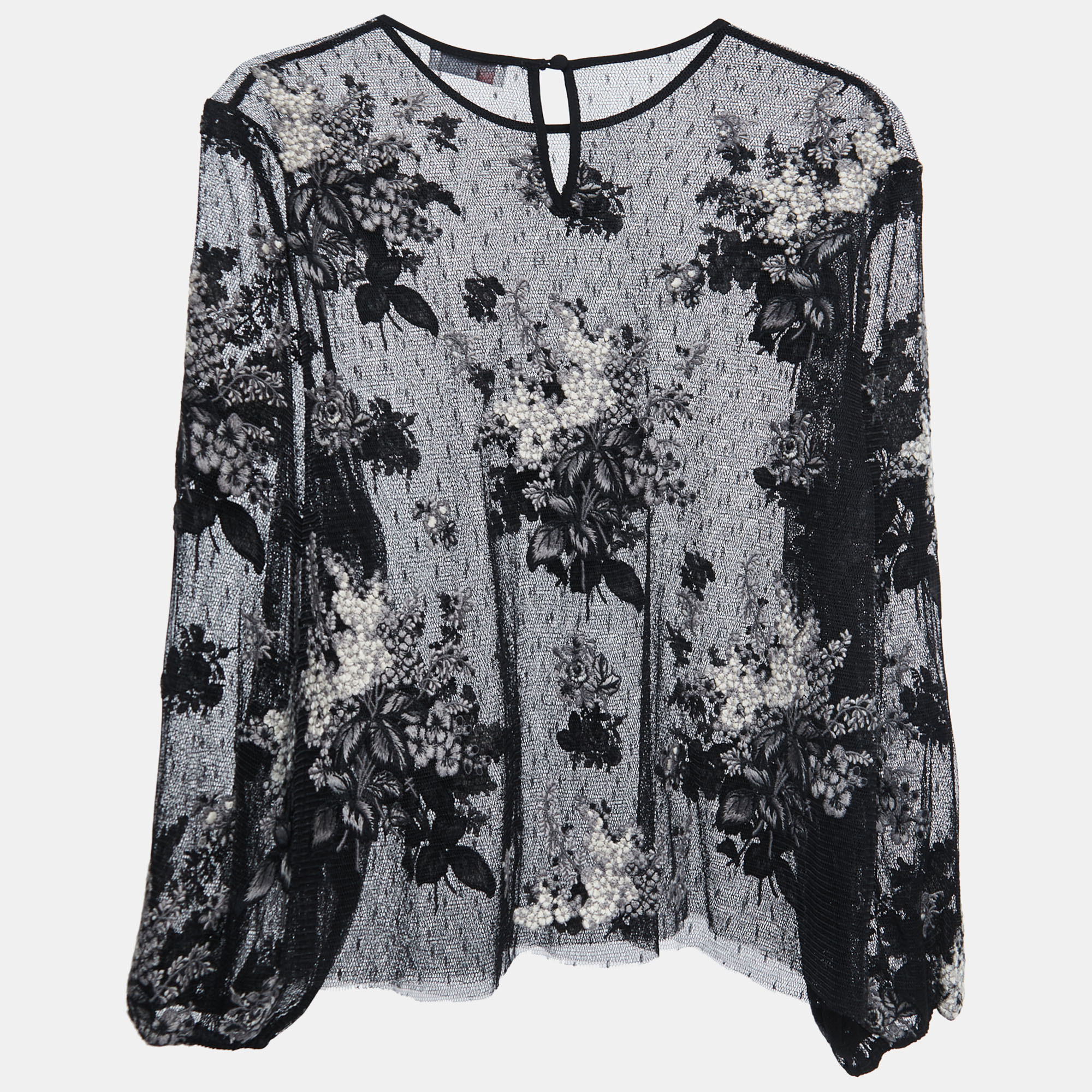 

RED Valentino Black Floral Embroidered Lace Blouse