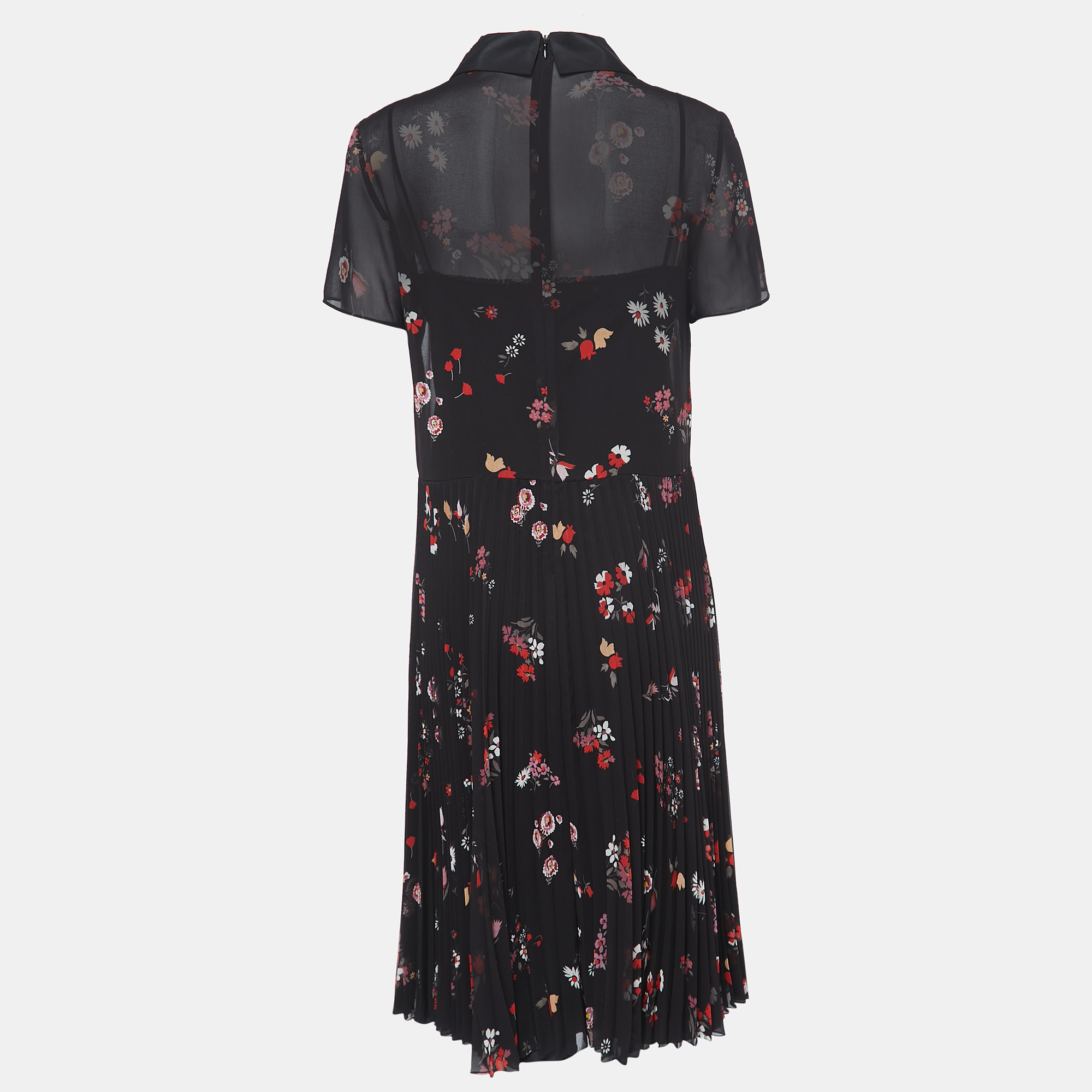 

RED Valentino Black Floral Printed Chiffon Dress