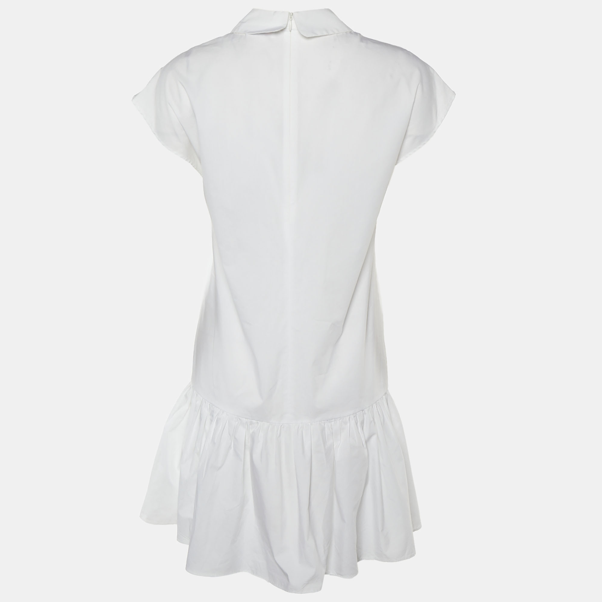 

RED Valentino White Cotton Swallow Bird Collar Detail Shift Dress