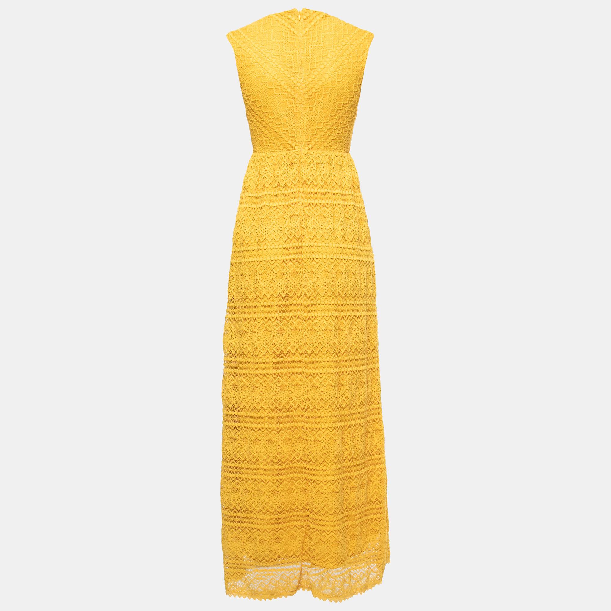 

RED Valentino Yellow Knit Sleeveless A-Line Maxi Dress