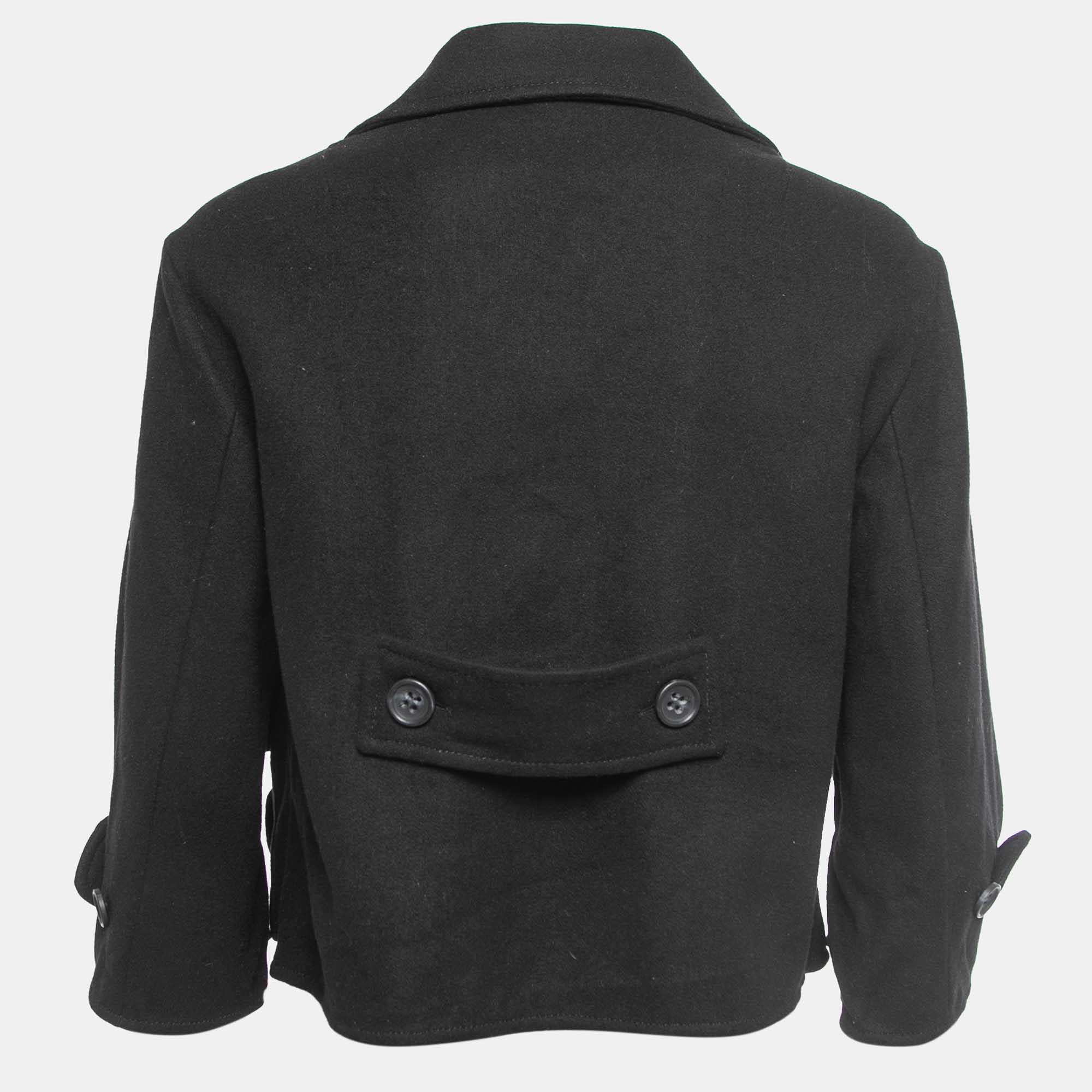 

RED Valentino Black Wool Single Breasted Cropped Jacket