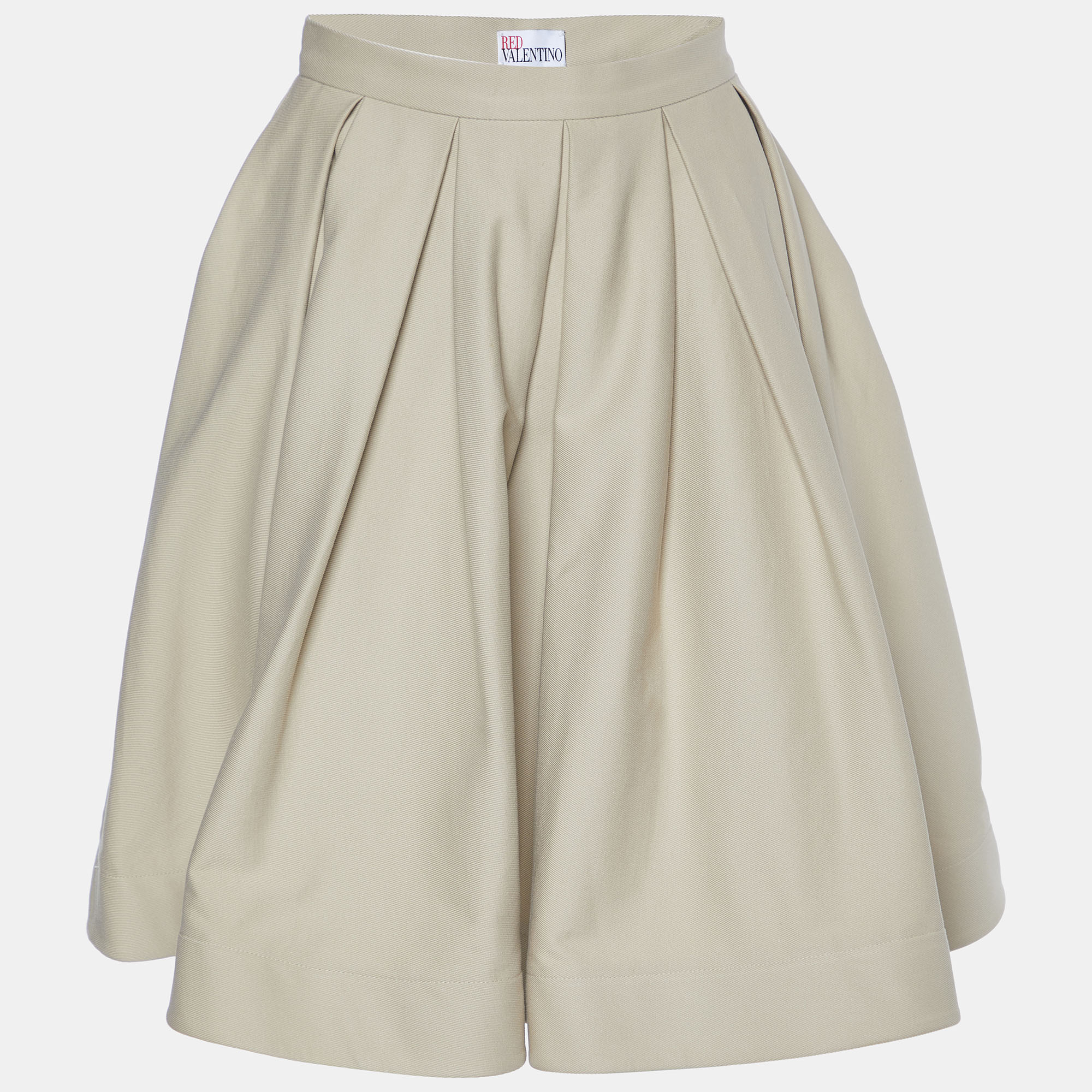 Pre-owned Red Valentino Beige Cotton Pleated Mini Skirt S
