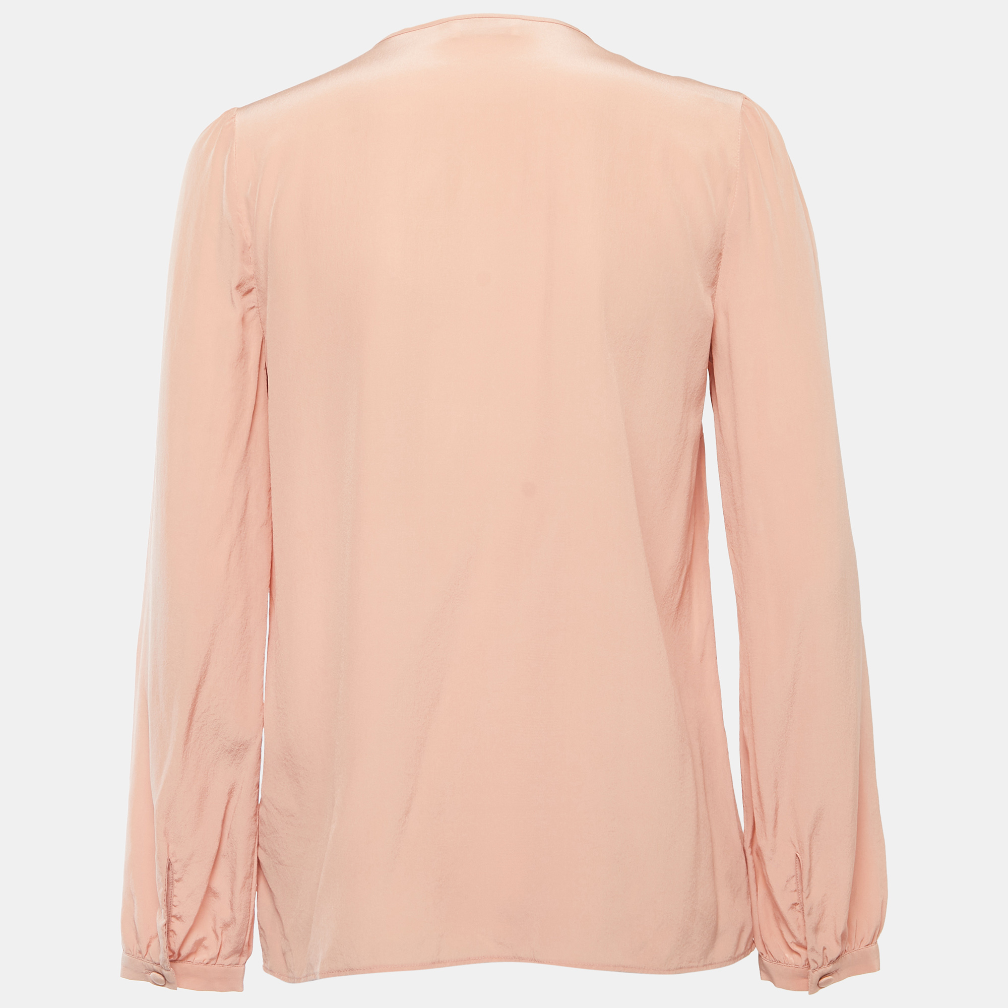 

RED Valentino Dusty Pink Silk Neck Tie Detail Long Sleeve Blouse