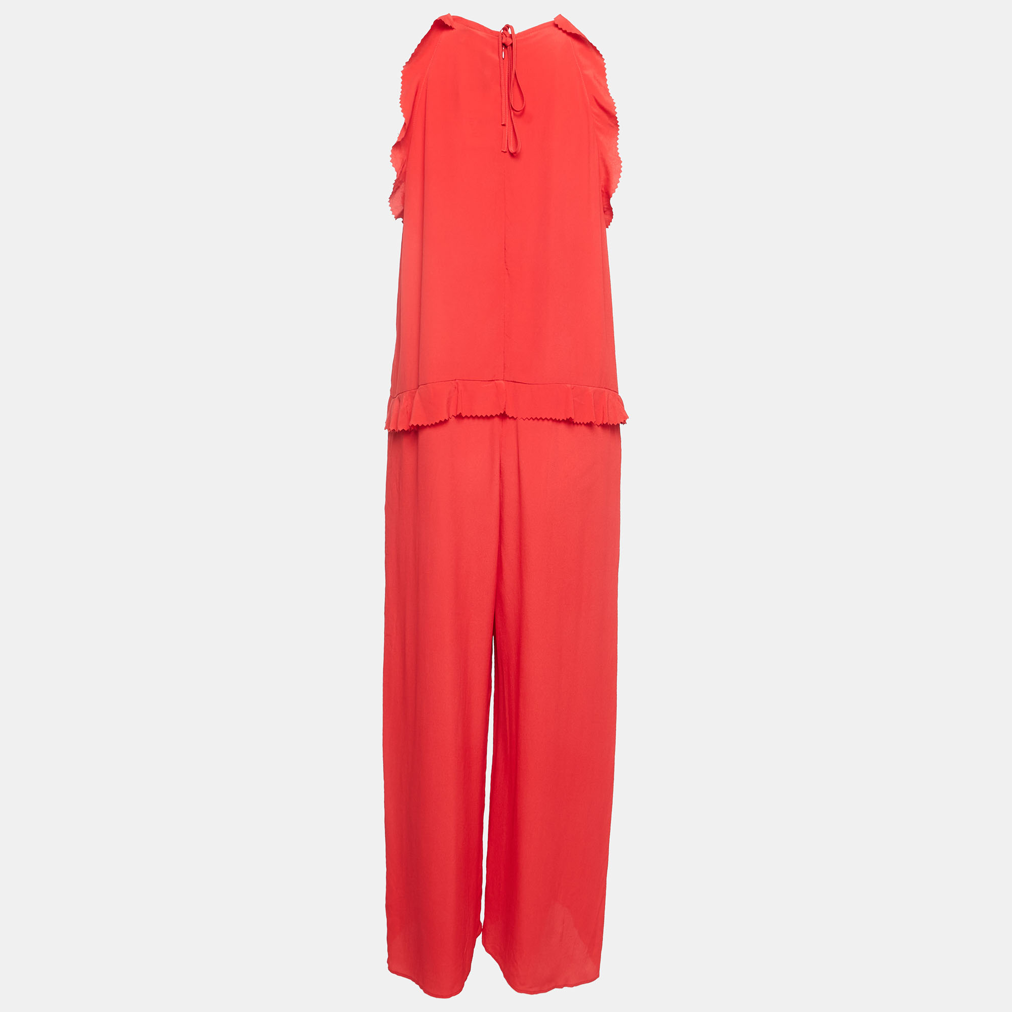 

RED Valentino Red Silk Blend Strappy Jumpsuit