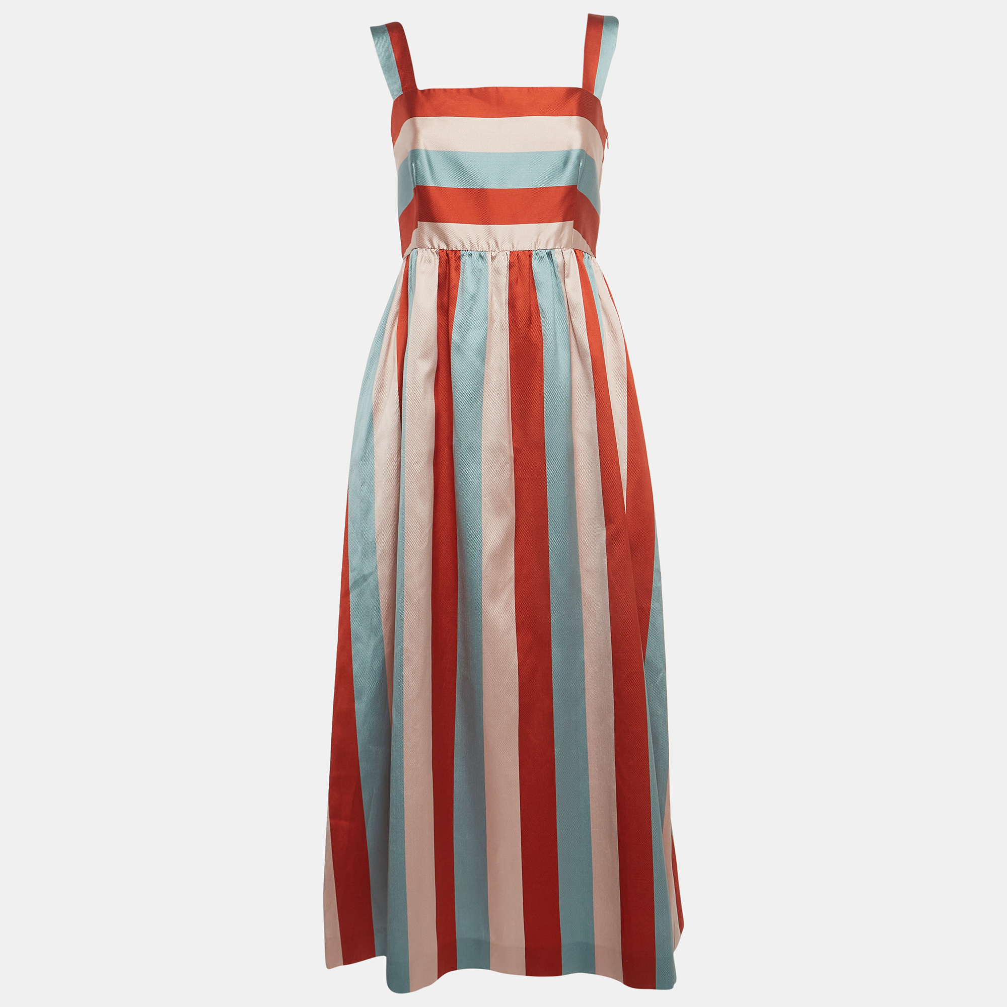 

RED Valentino Multicolor Striped Twill Satin Midi Dress