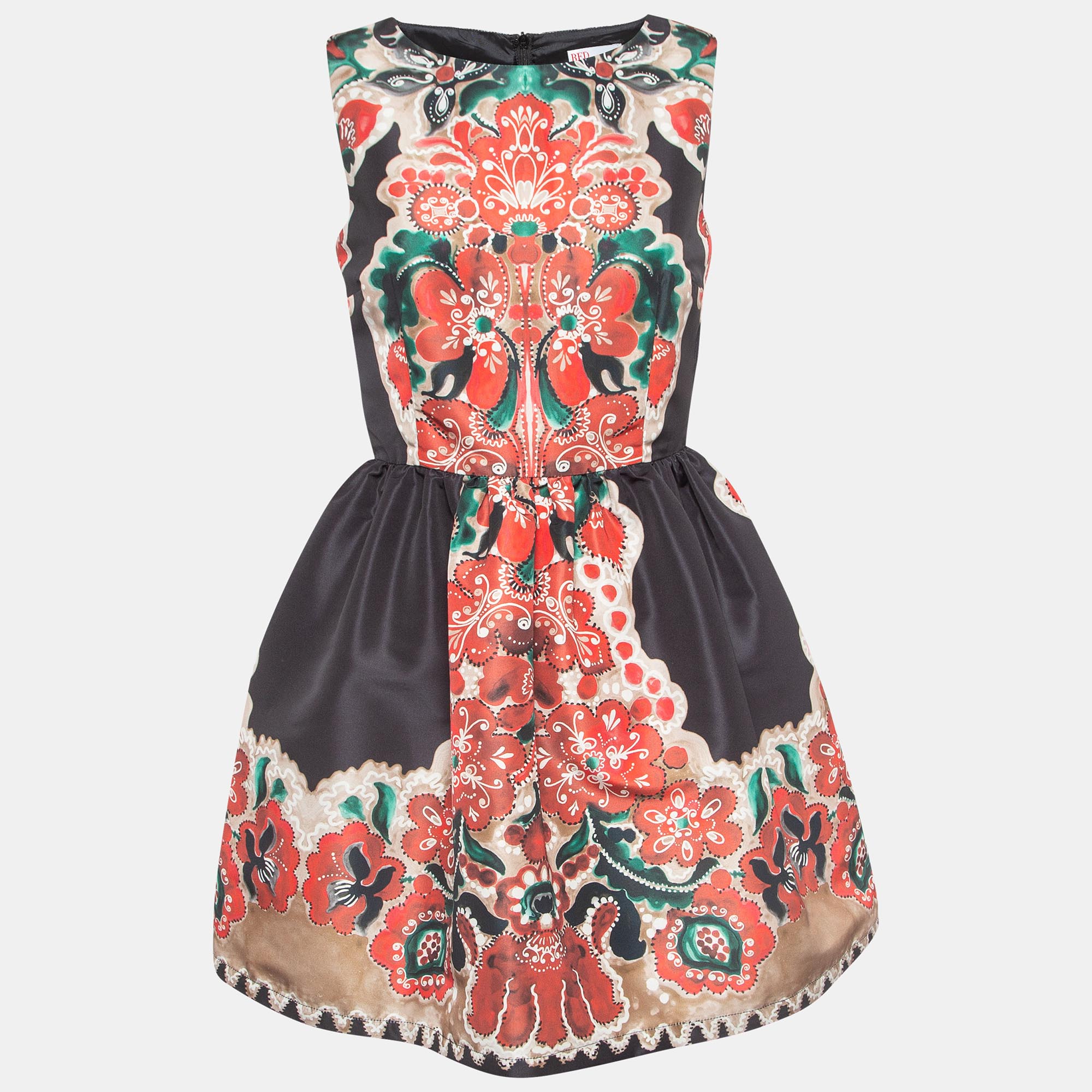 

RED Valentino Black Print Synthetic Sleeveless Mini Dress