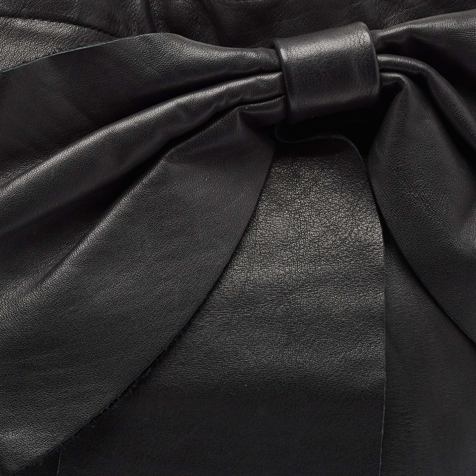RED Valentino Black Leather Bow Tote 