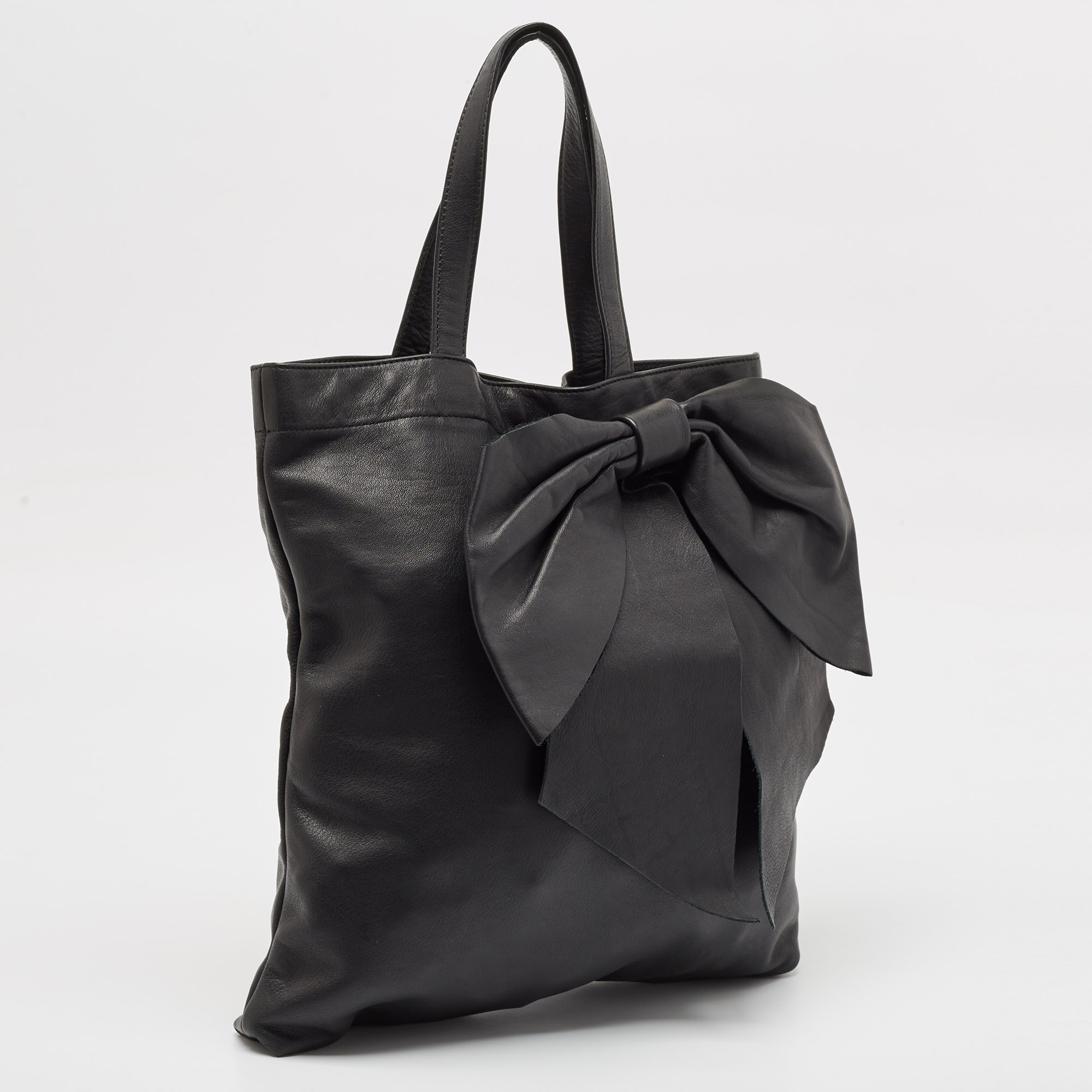 RED Valentino Black Leather Bow Tote 
