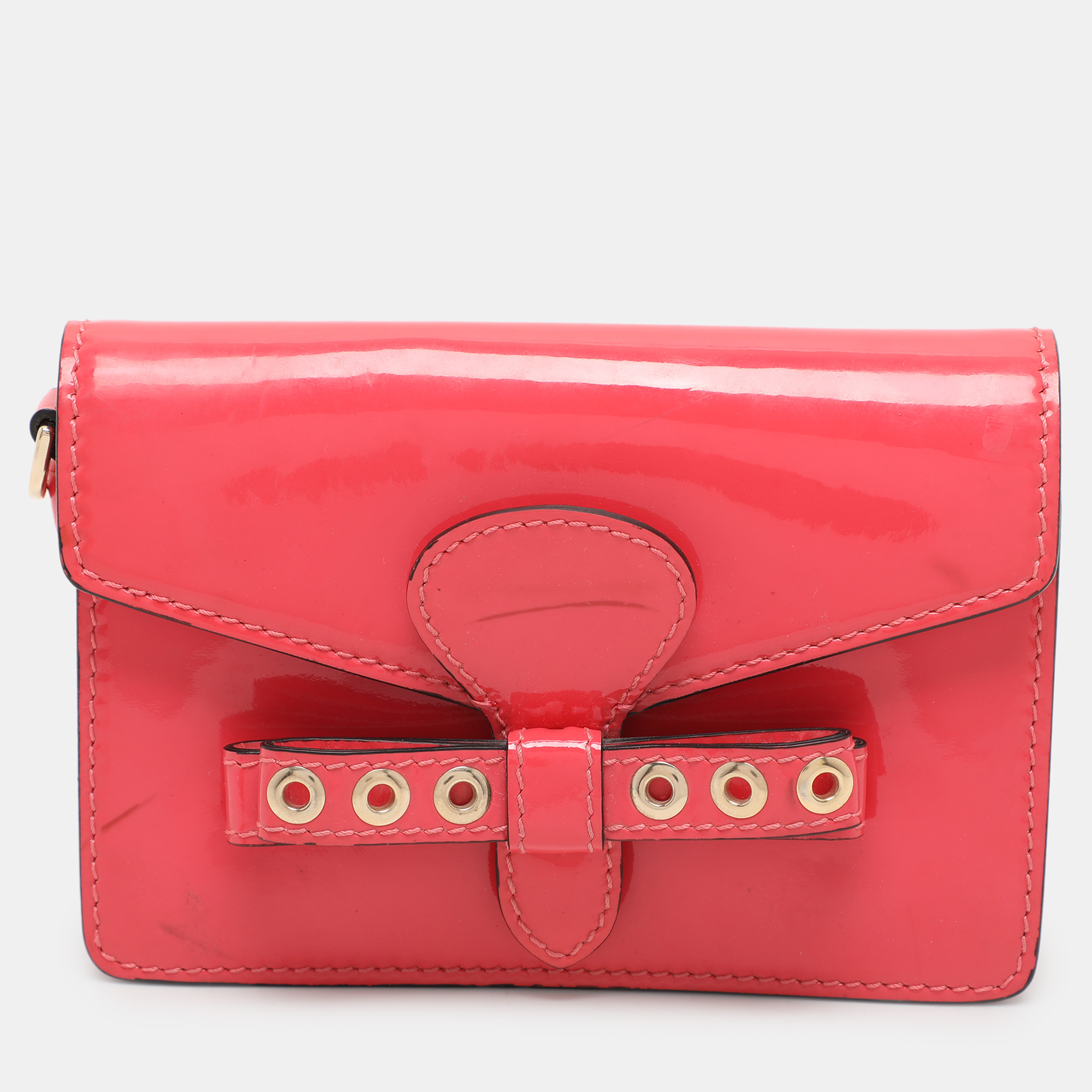 

RED Valentino Red Patent Leather Bow Clutch Bag, Pink