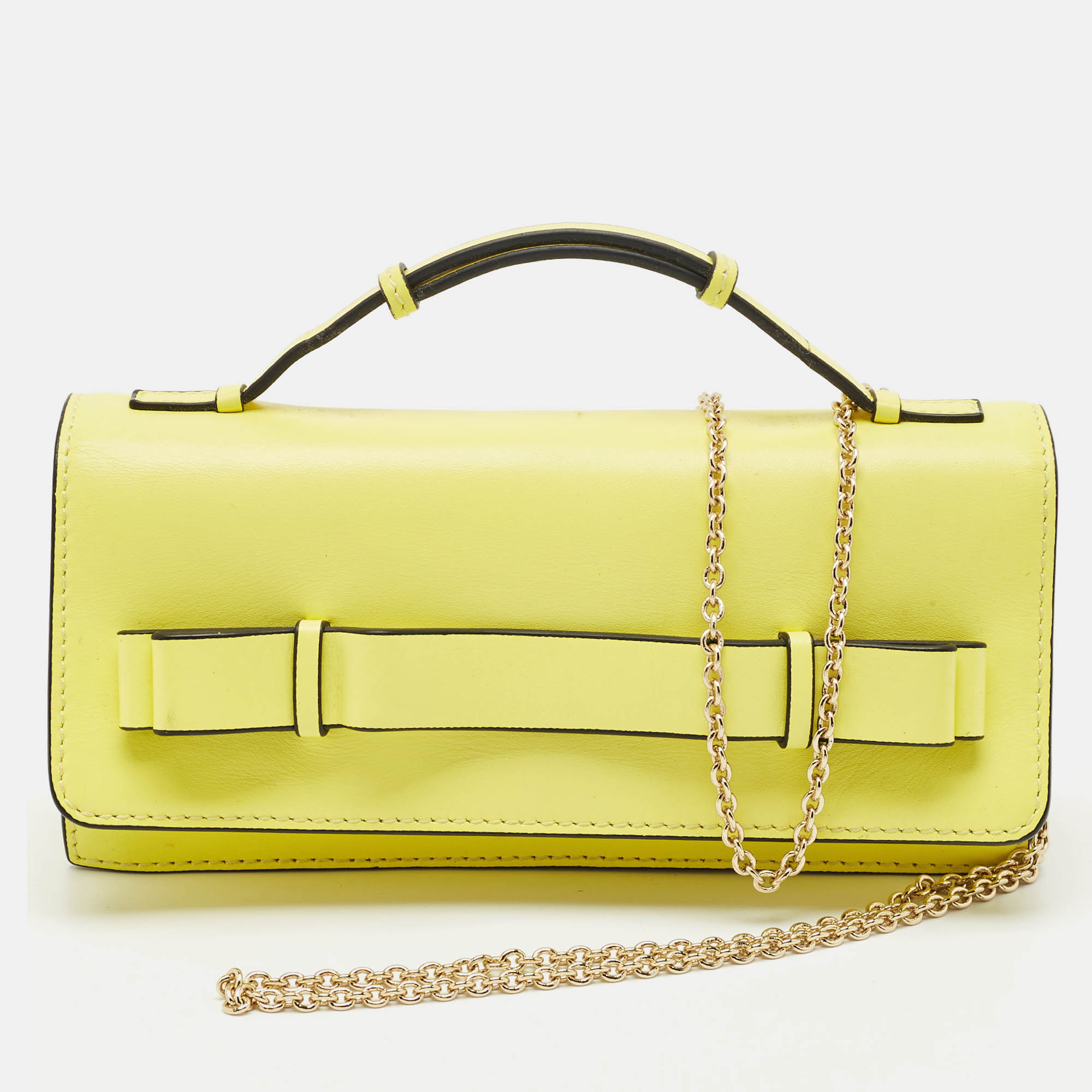 

RED Valentino Yellow Leather Chain Clutch