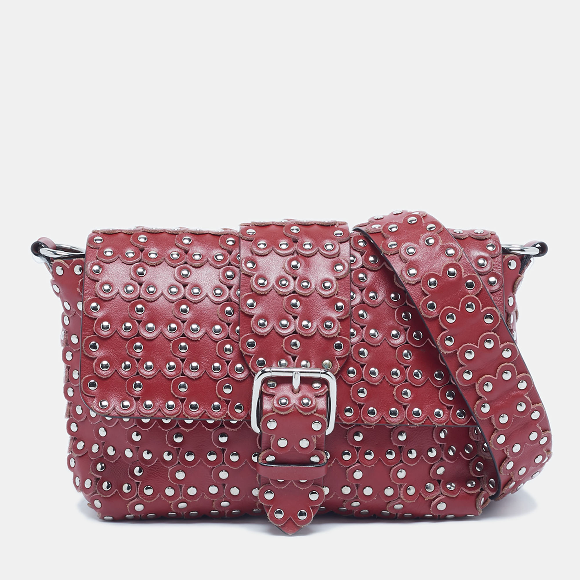 

RED Valentino Red Leather Flower Puzzle Shoulder Bag