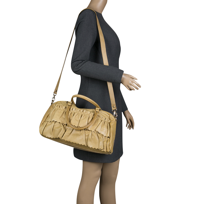 

RED Valentino Yellow Leather Ruffle Shoulder Bag
