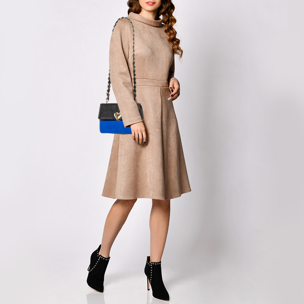 

RED Valentino Blue/Black Leather Flap Shoulder Bag