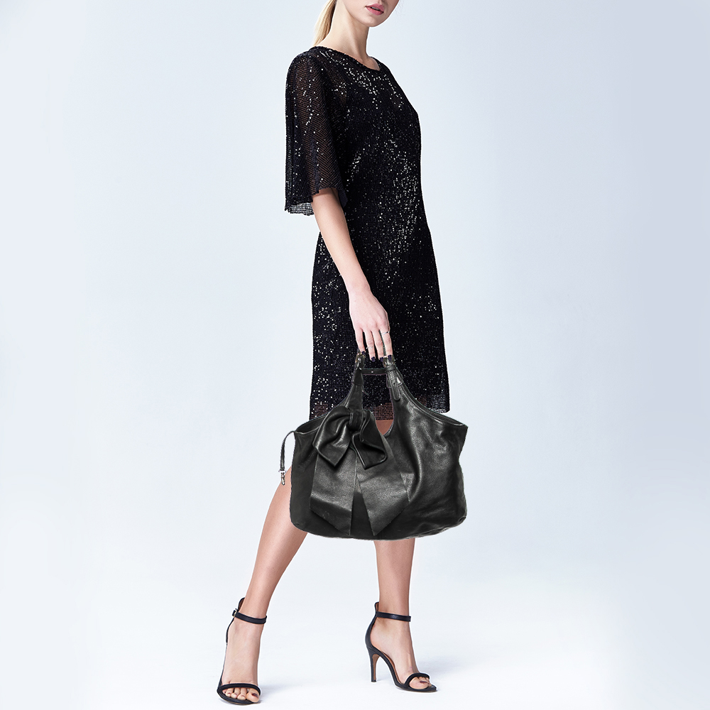 

RED Valentino Black Leather Bow Tote