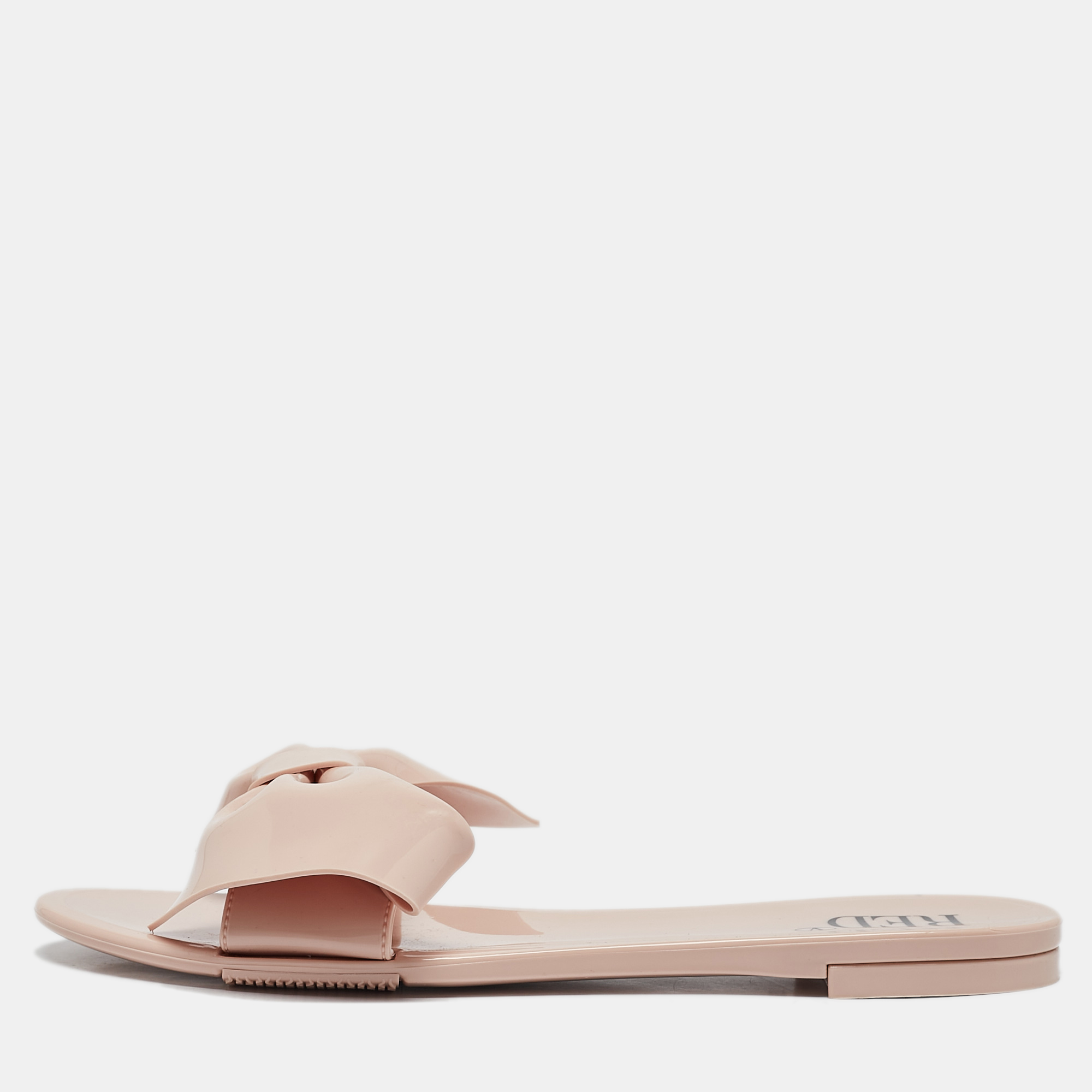 

RED Valentino Light Pink Jelly Bow Detail Flat Slide Sandals Size