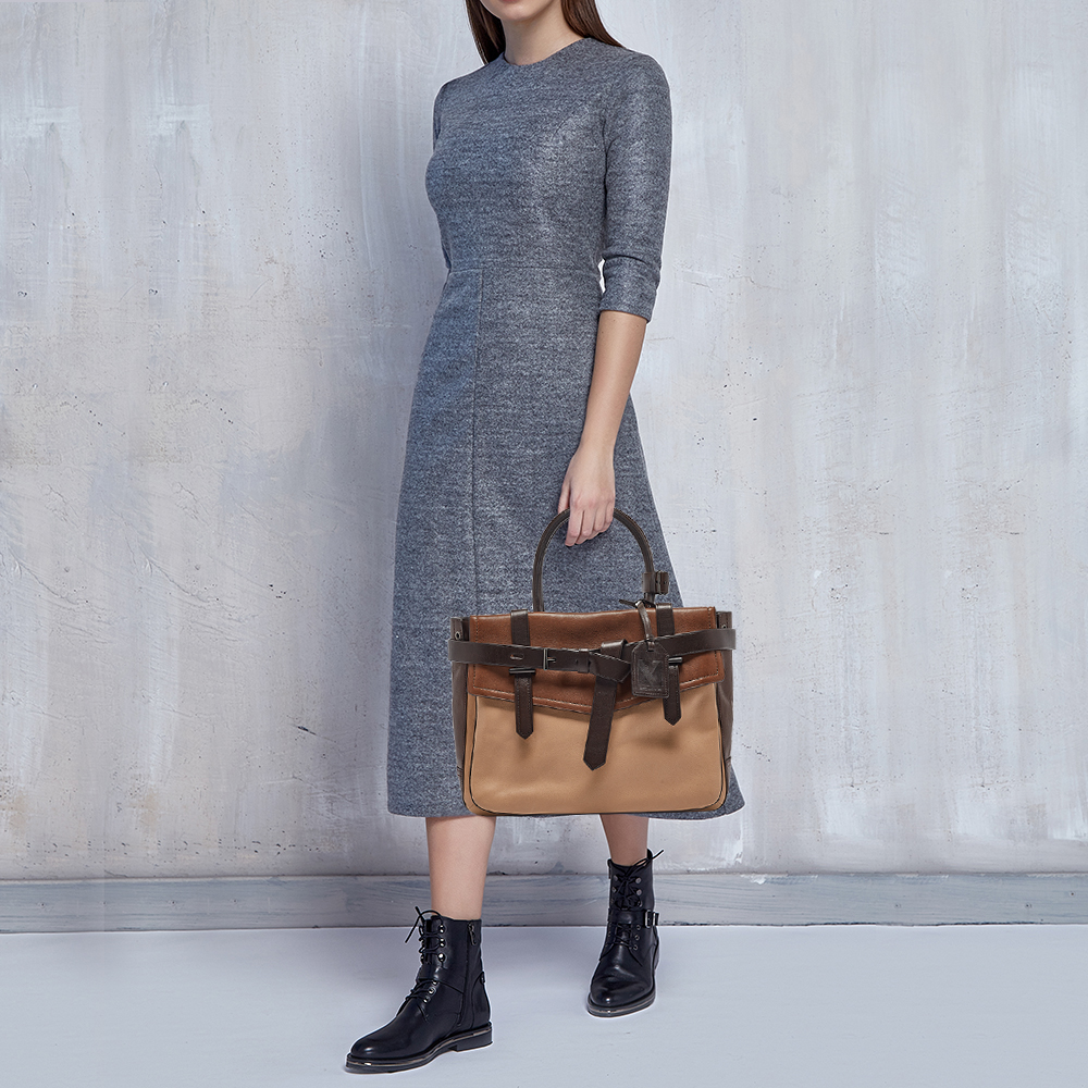 Reed Krakoff Tricolor Leather Gator Boxer II Tote 