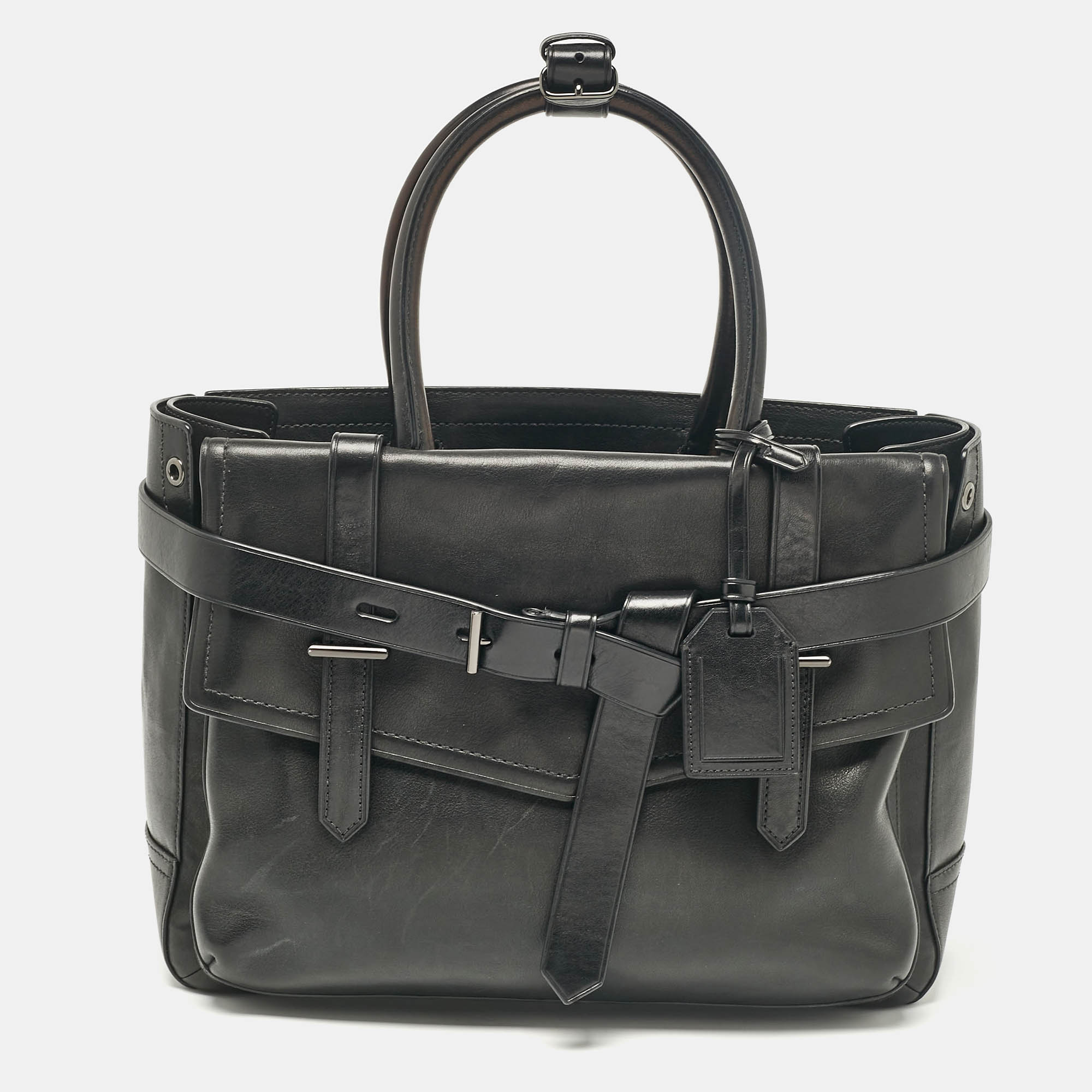 

Reed Krakoff Black Leather Gator Boxer II Tote