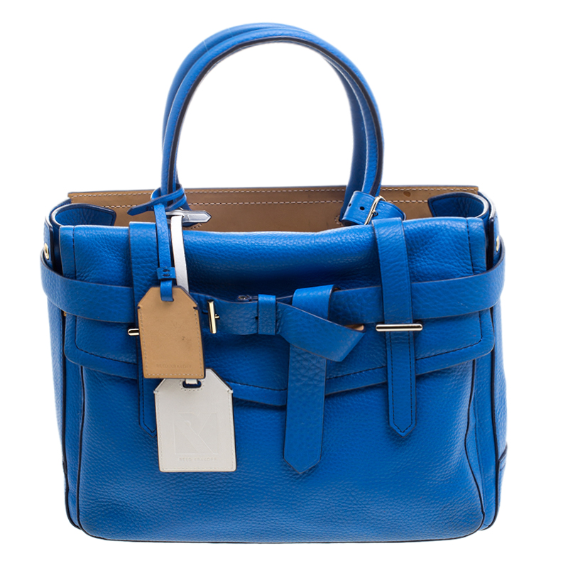 Reed Krakoff Rosewood Blue Leather Boxer Tote