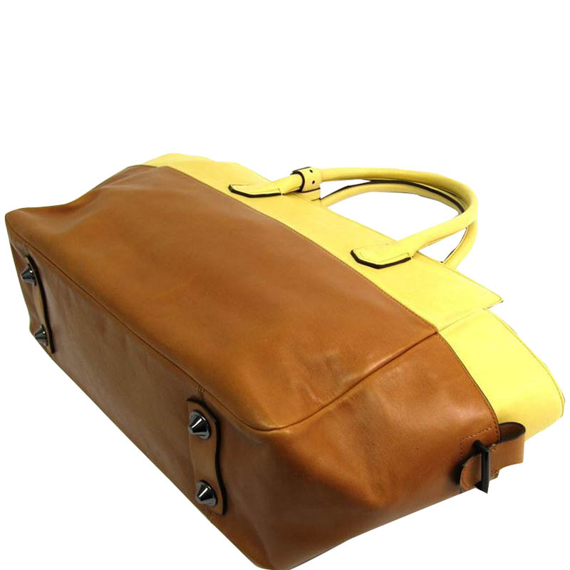 Reed Krakoff Brown/Yellow Leather Tote, Multicolor