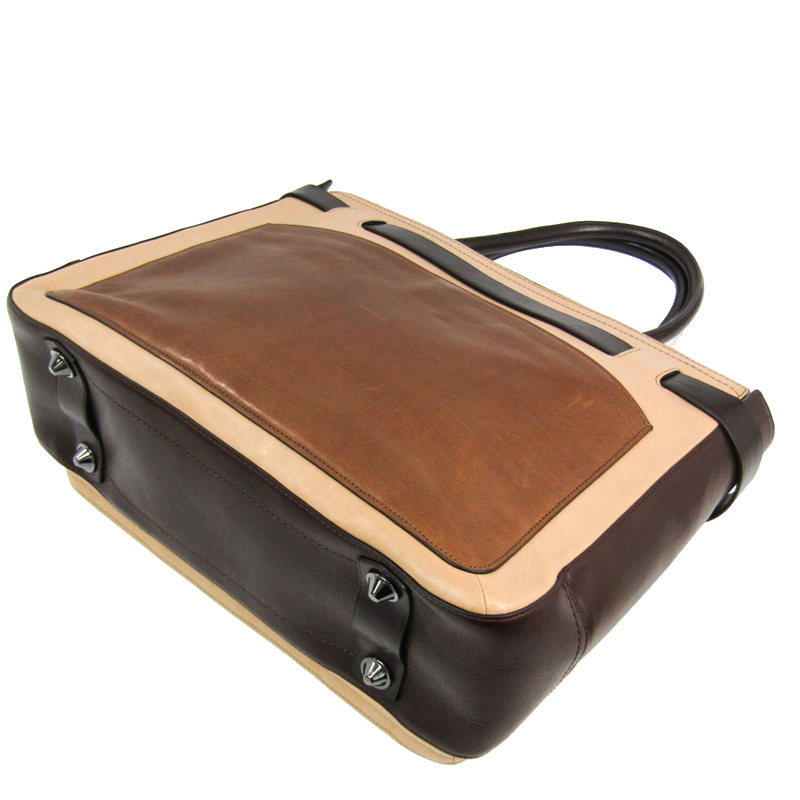 

Reed Krakoff Beige/Brown Leather Boxer Tote Bag