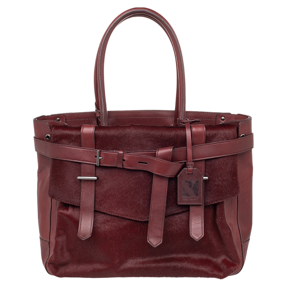 

Reed Krakoff Burgundy Calf Hair And Leather Boxer Tote