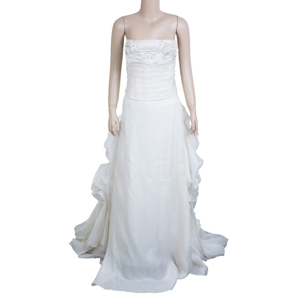 Buy Reem Acra Satin Organza Wedding Dress M 11035 At Best Price Tlc