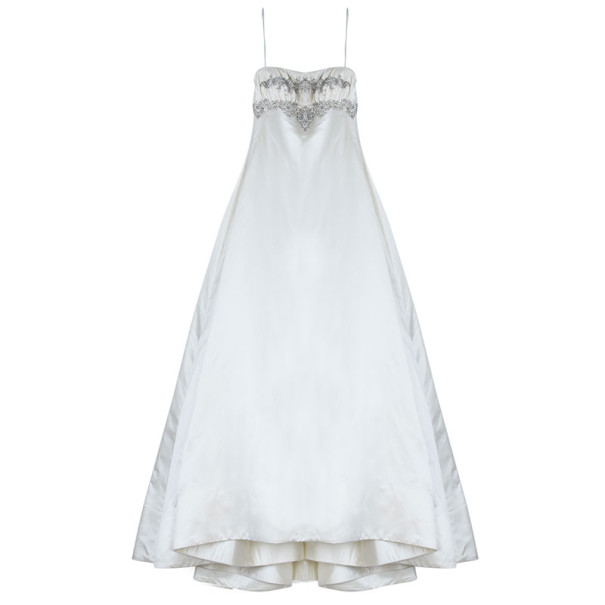 Reem Acra Embellished Ruched Wedding Dress L